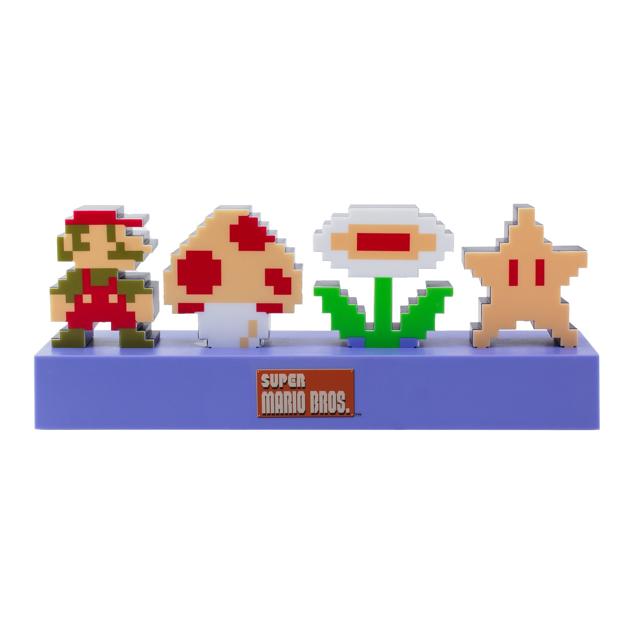 Lampe freigestellt, ausgeschaltet mit vier Pixel-Figuren