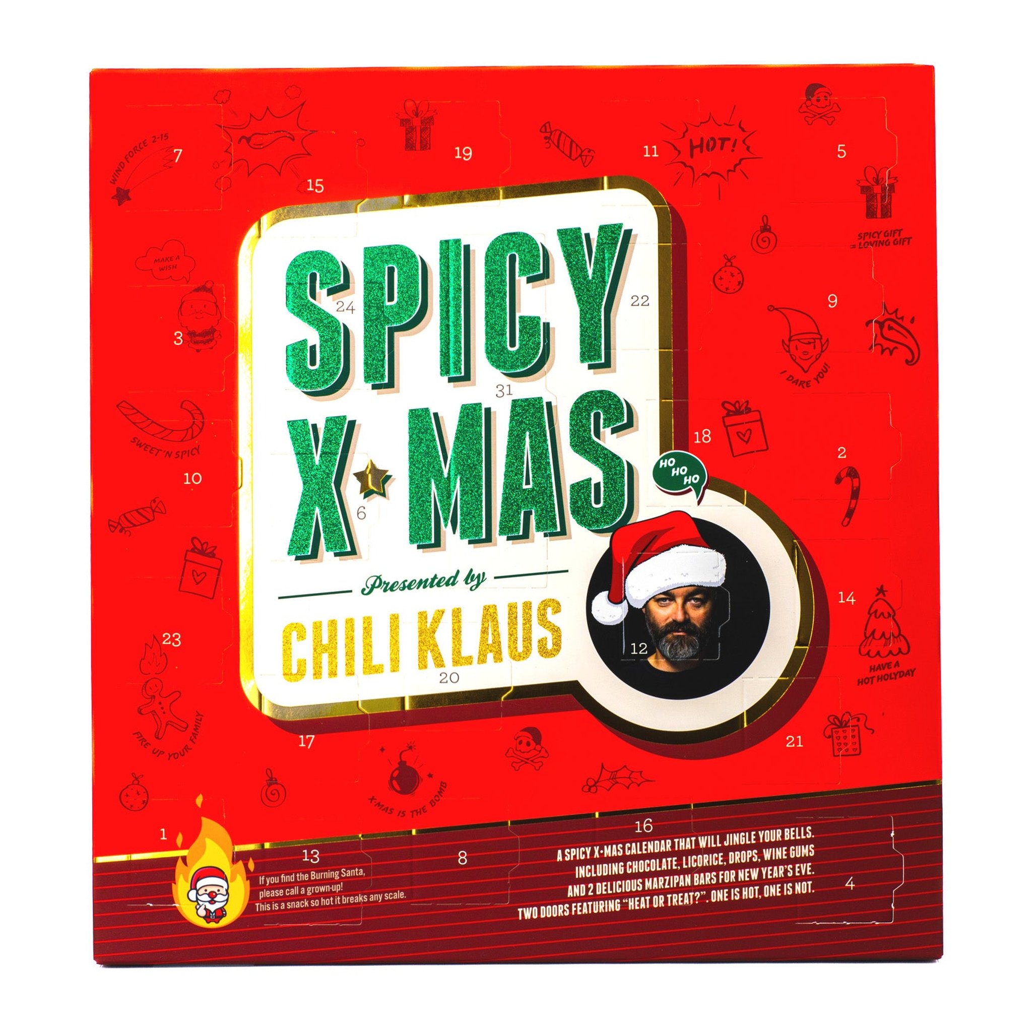 Scharfer Adventskalender Spicy X-Mas 2026 von Chili Klaus, Frontansicht