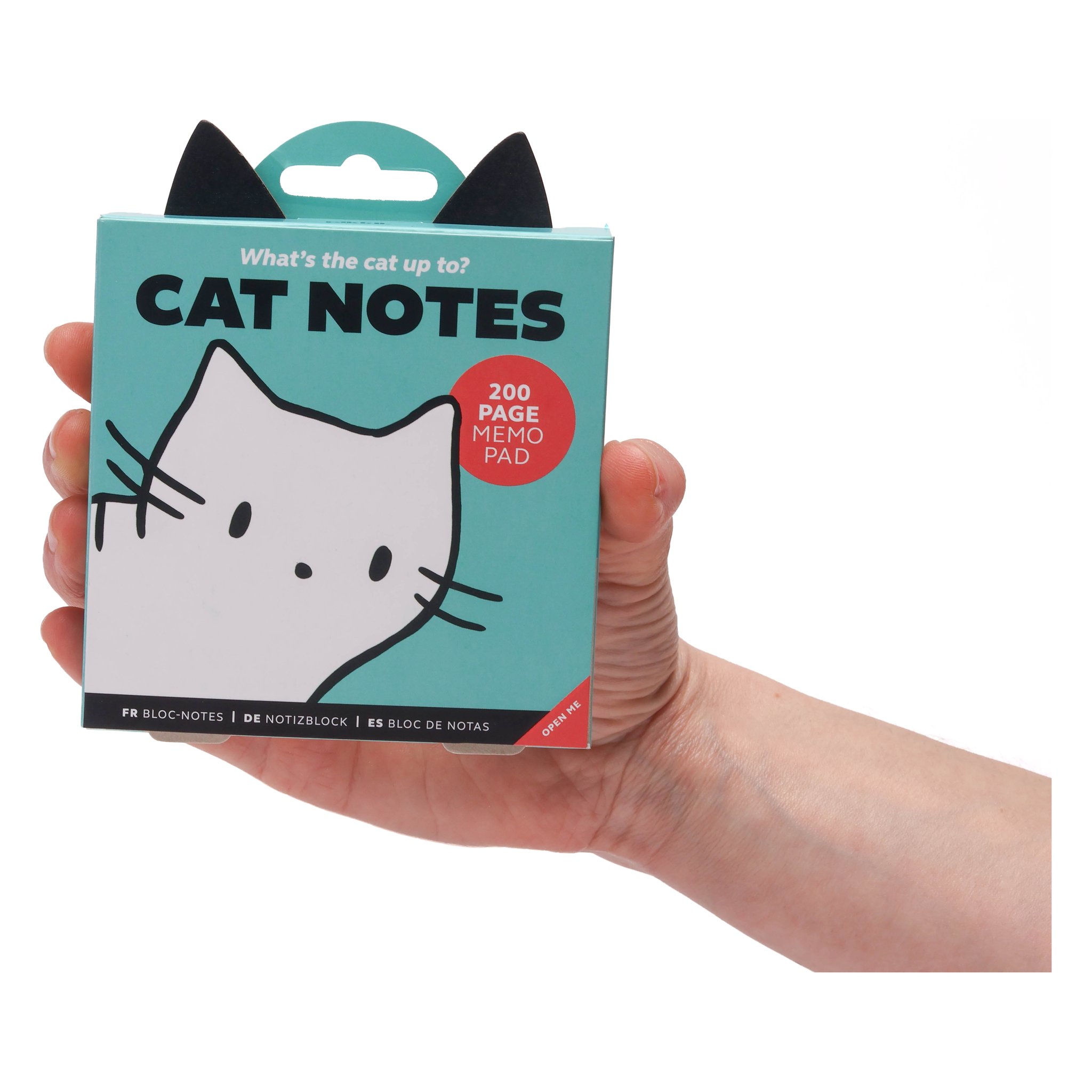 Cat Notes Notizblock – Verpackung in der Hand