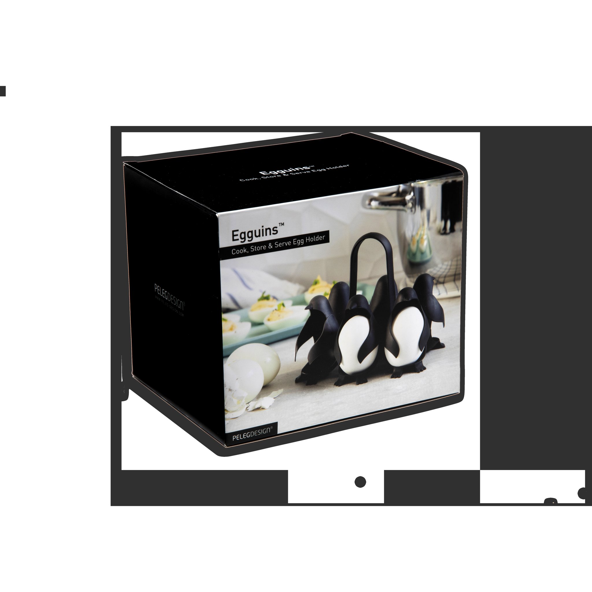 Egguins Eierhalter in der Verpackung von Peleg Design