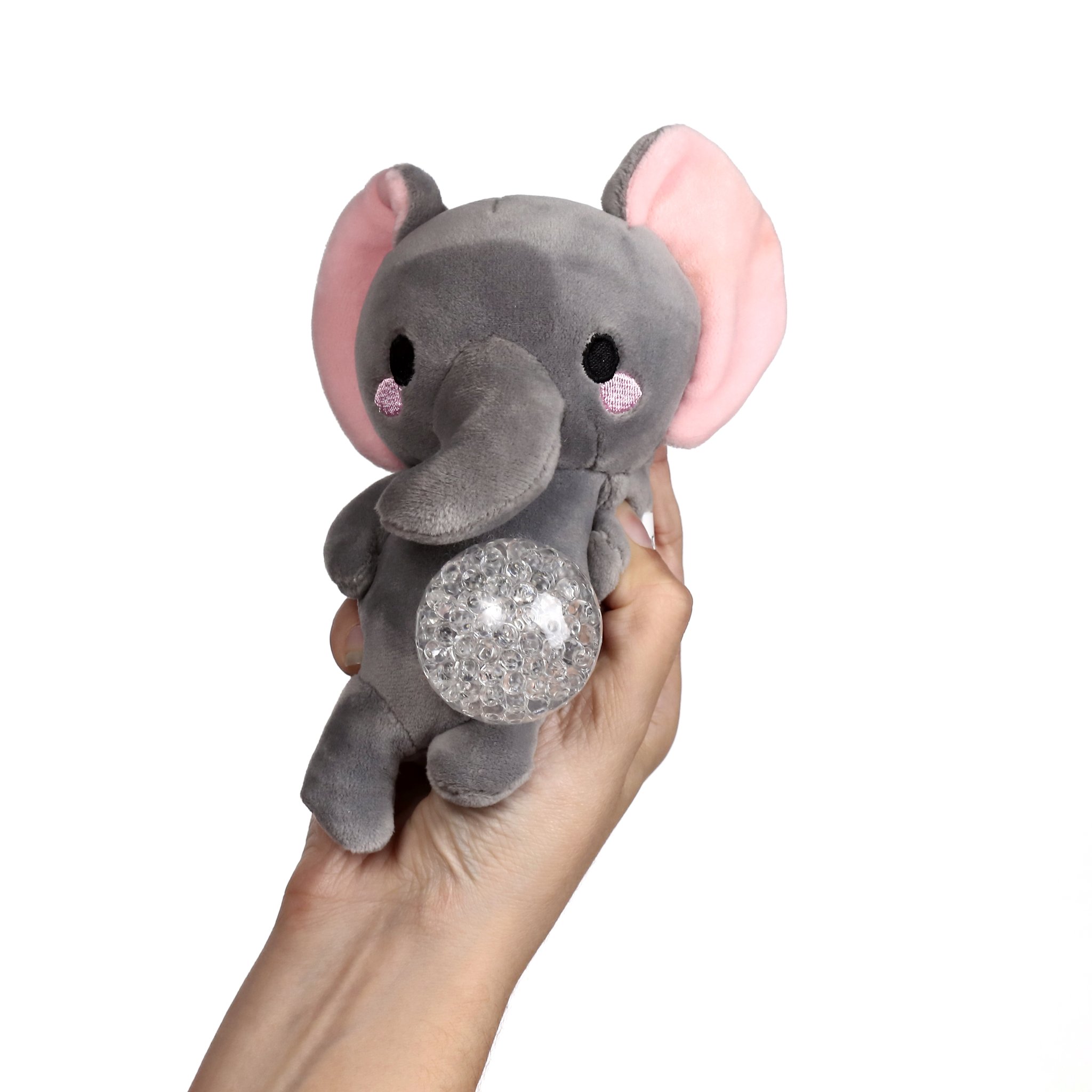 Elefanten-Plueschstressball in der Hand