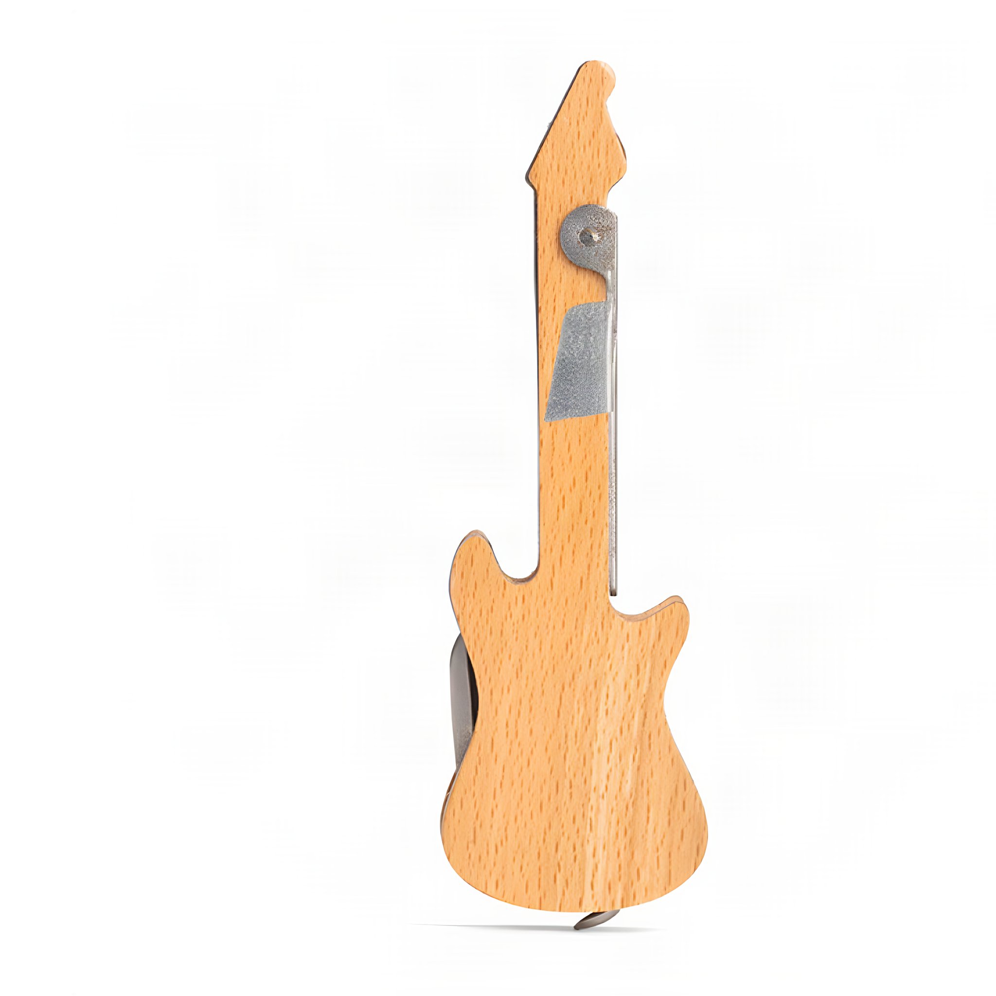 Korkenzieher in Gitarrenform aus Buchenholz, zusammengeklappt