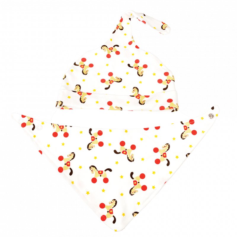 Ensemble bavoir et bonnet de Rex London – vue laterale