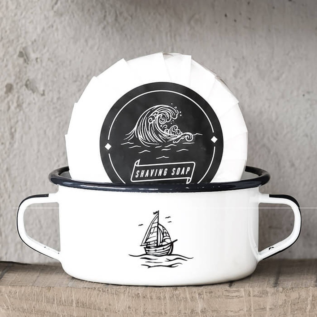 Sapone da Barba e Ciotola Smaltata Vintage
