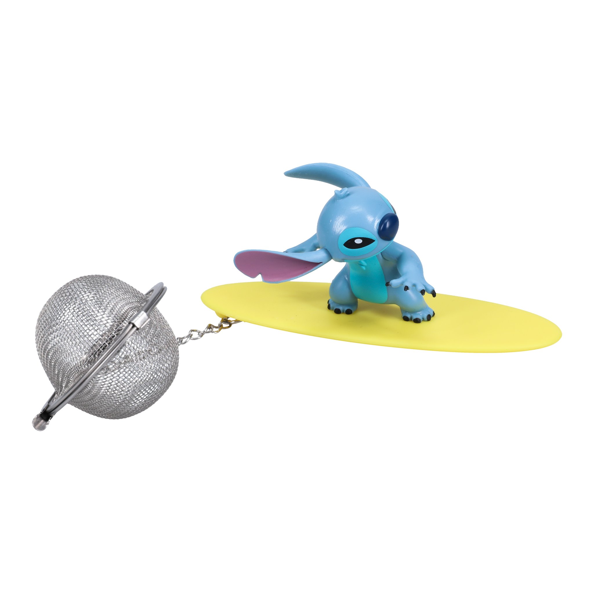 Figurine Stitch sur une planche de surf jaune, détourée