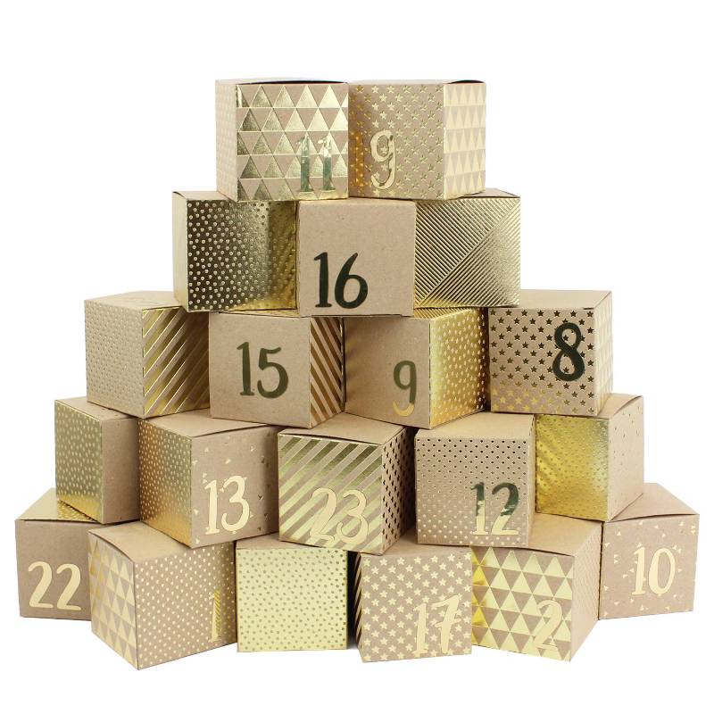 DIY Adventskalender zum Befüllen 24 Kisten Gold von Papierdrachen