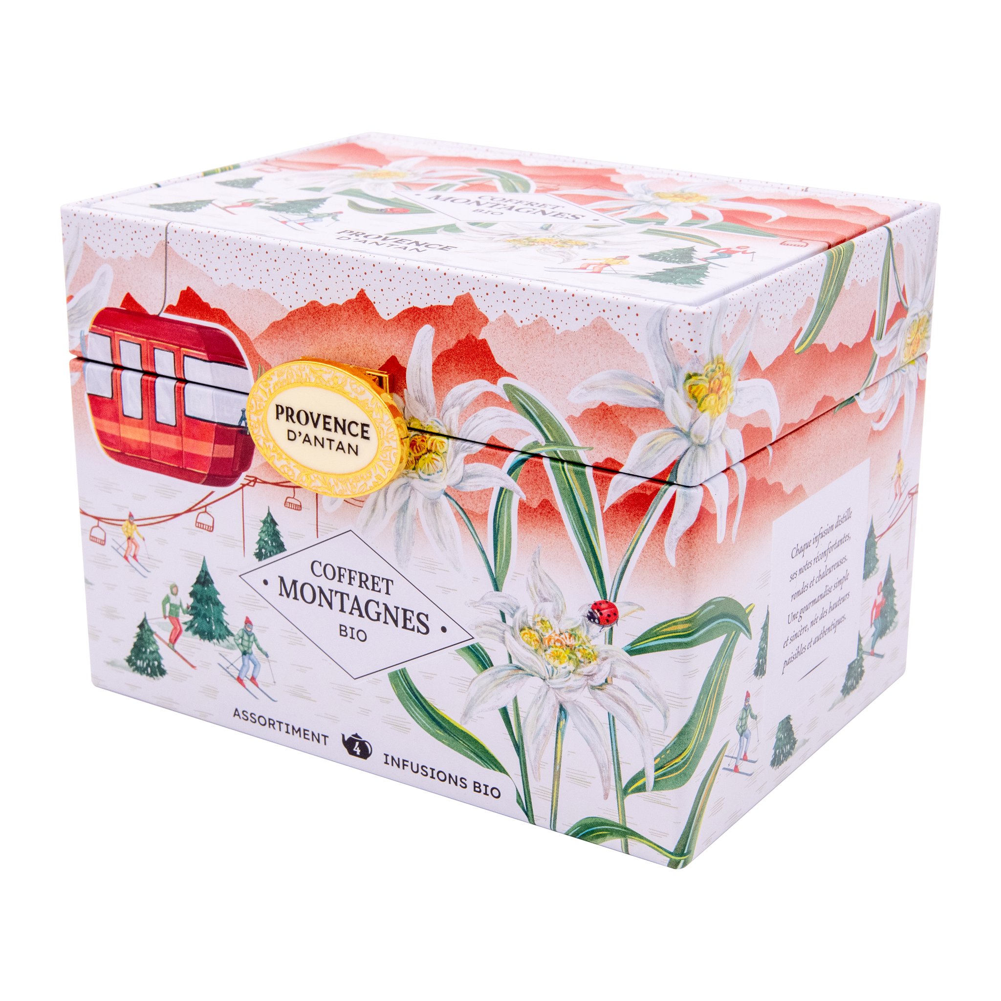 Scatola in metallo Coffret Montagnes con tisane biologiche di montagna di Provence d'Antan