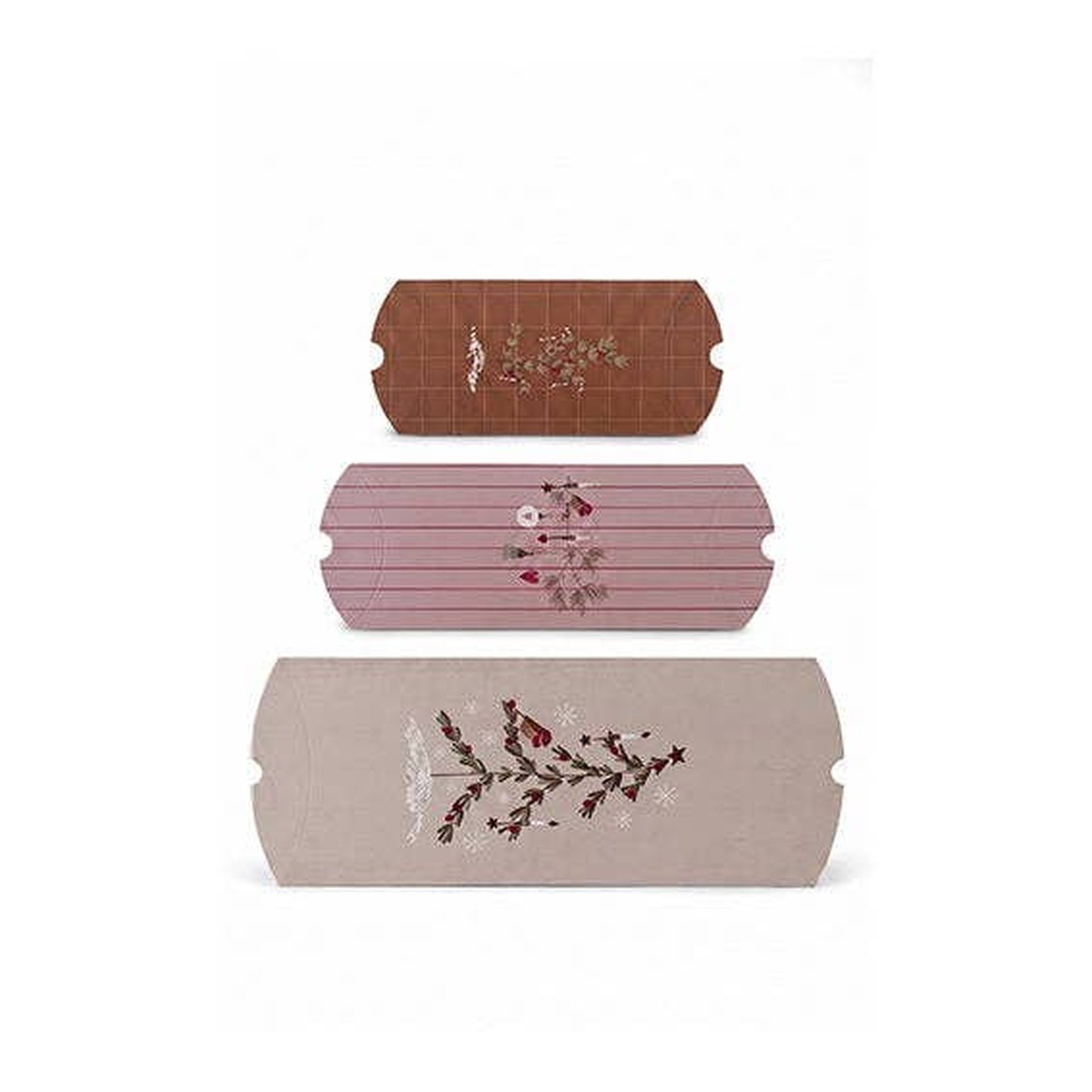 Set da 3 scatole regalo con motivo a ramo – vista