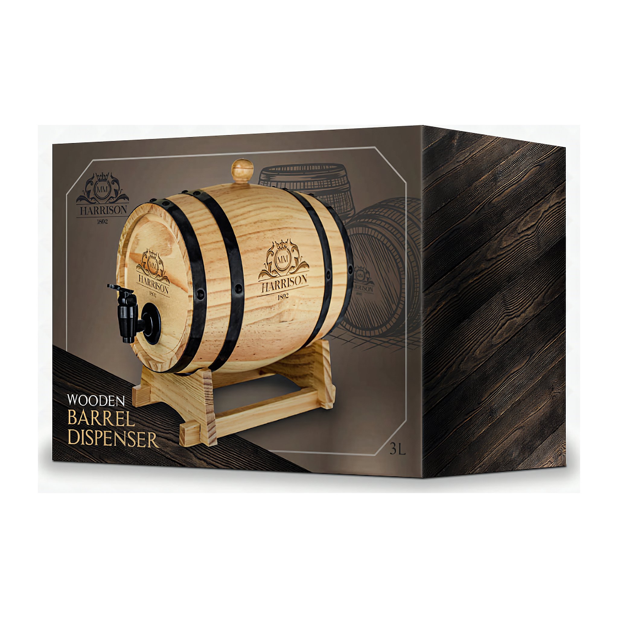 Holzfass Getränkespender 3 Liter