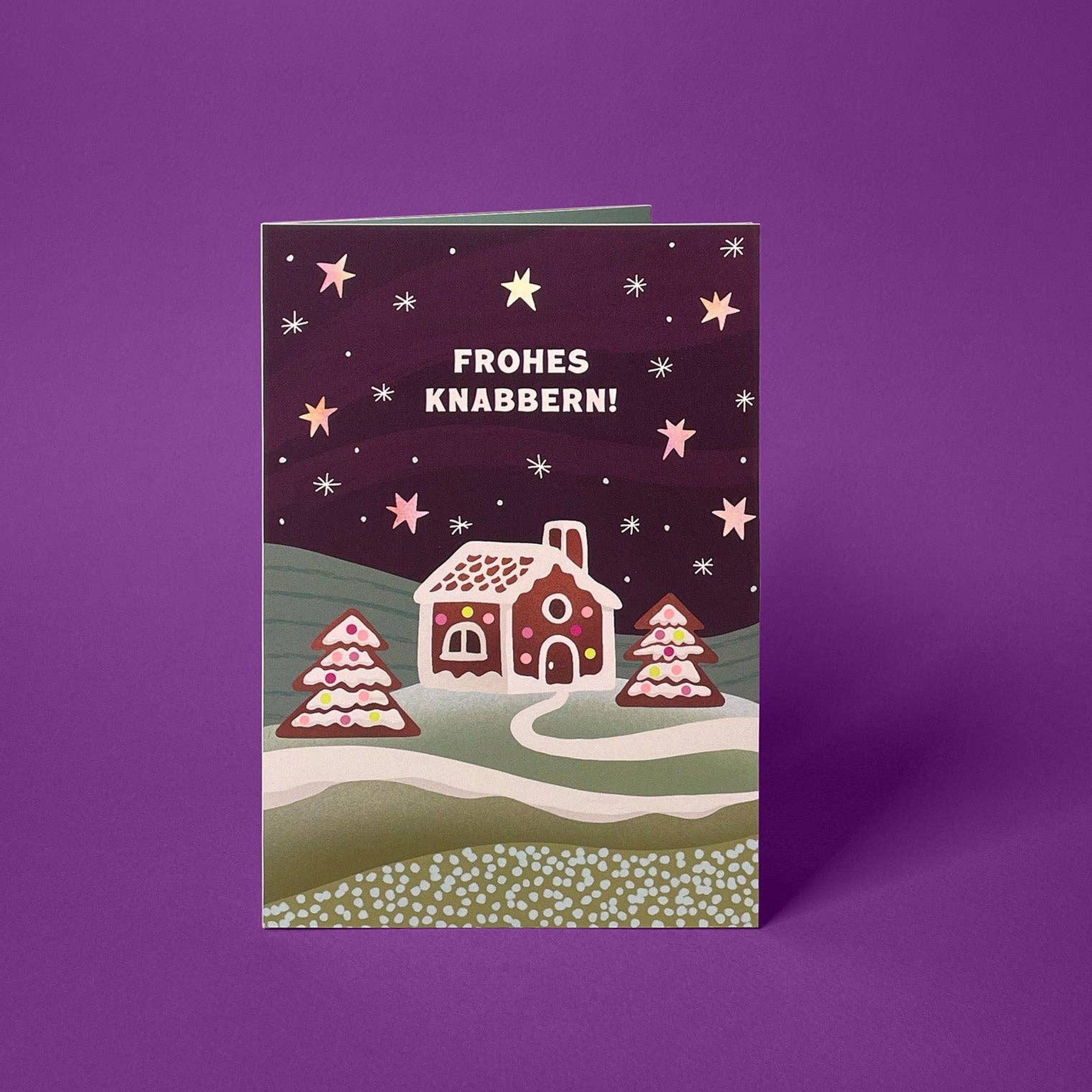 Vorderseite der Weihnachtskarte «Frohes Knabbern!» zum Selberfalten