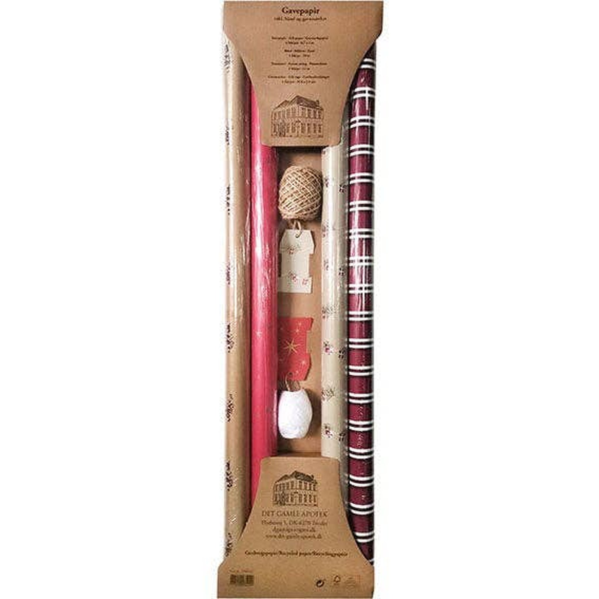 Set di carta da regalo con 4 rotoli, nastro ed etichette – vista