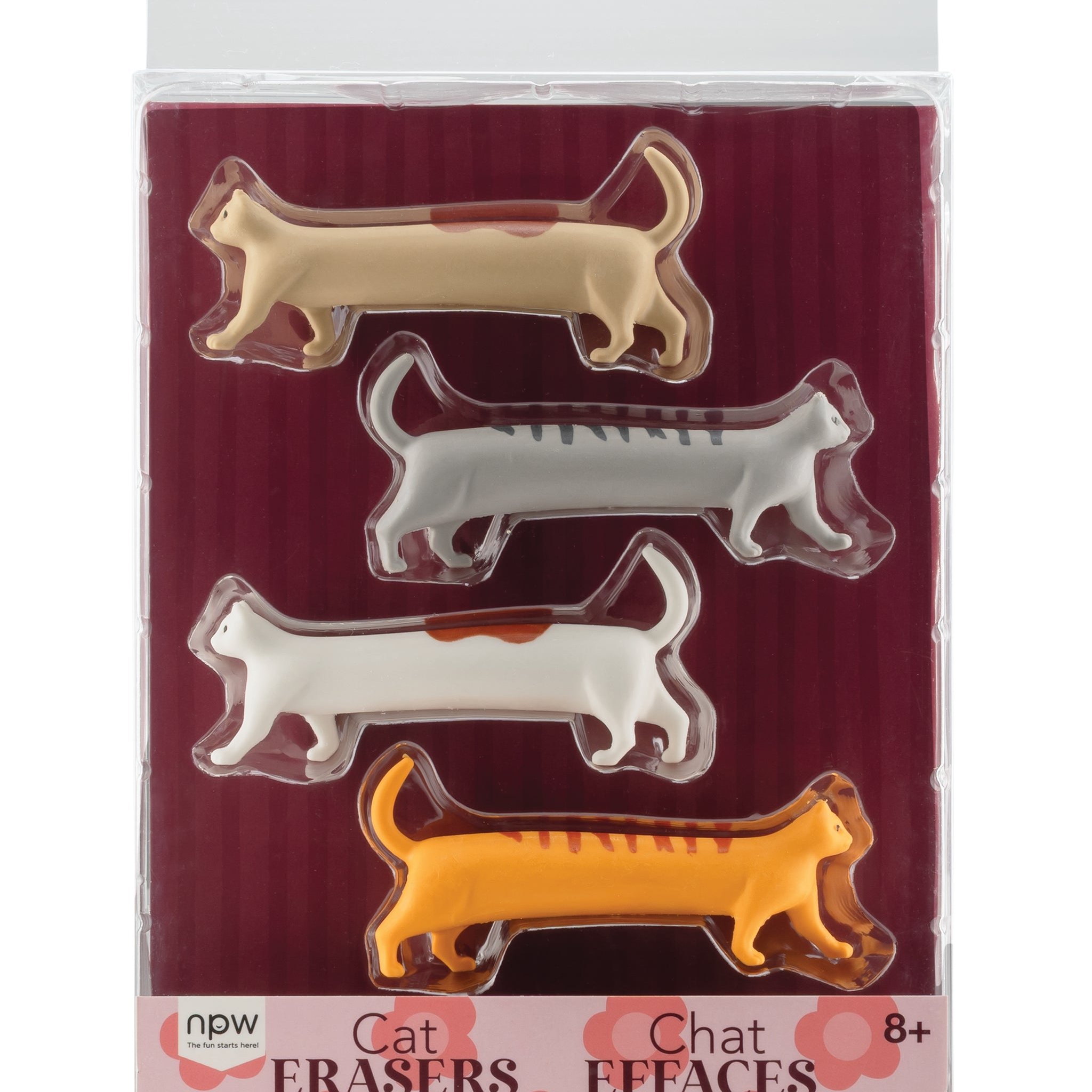 Katzen-Radiergummi 4er-Set Verpackung Vorderseite