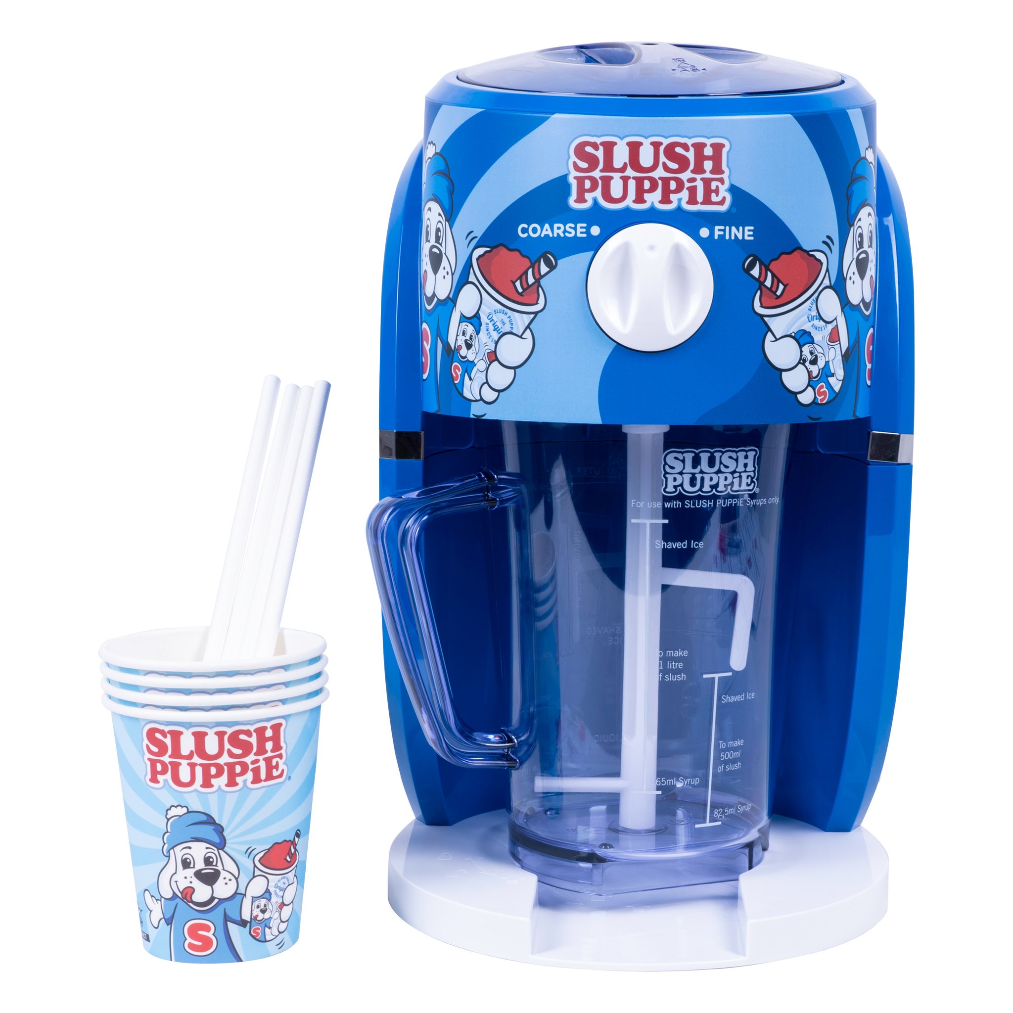 Macchina Slush Puppie Snow Cone con bicchieri di carta e cannucce