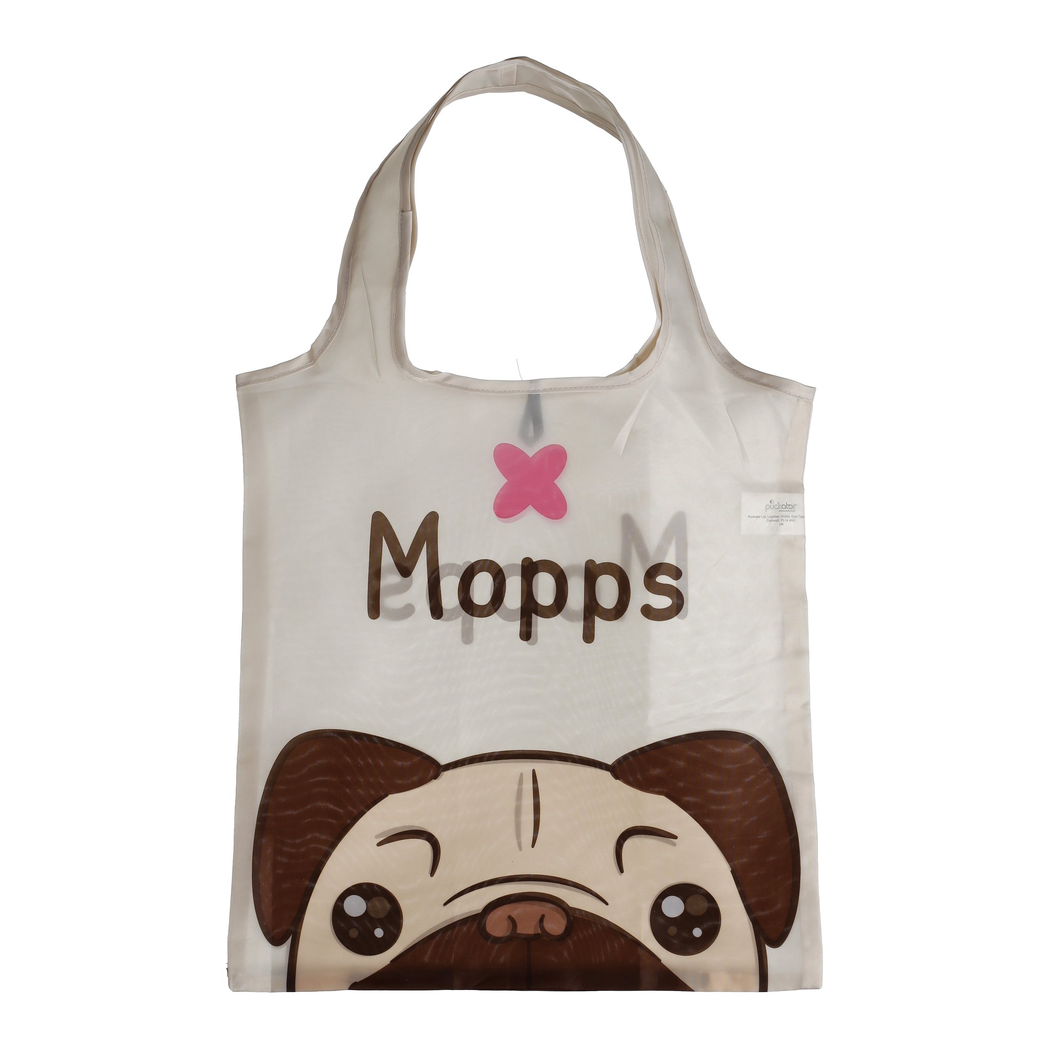 Mops-Einkaufsbeutel mit «Mopps»-Schriftzug und Mopsgesicht