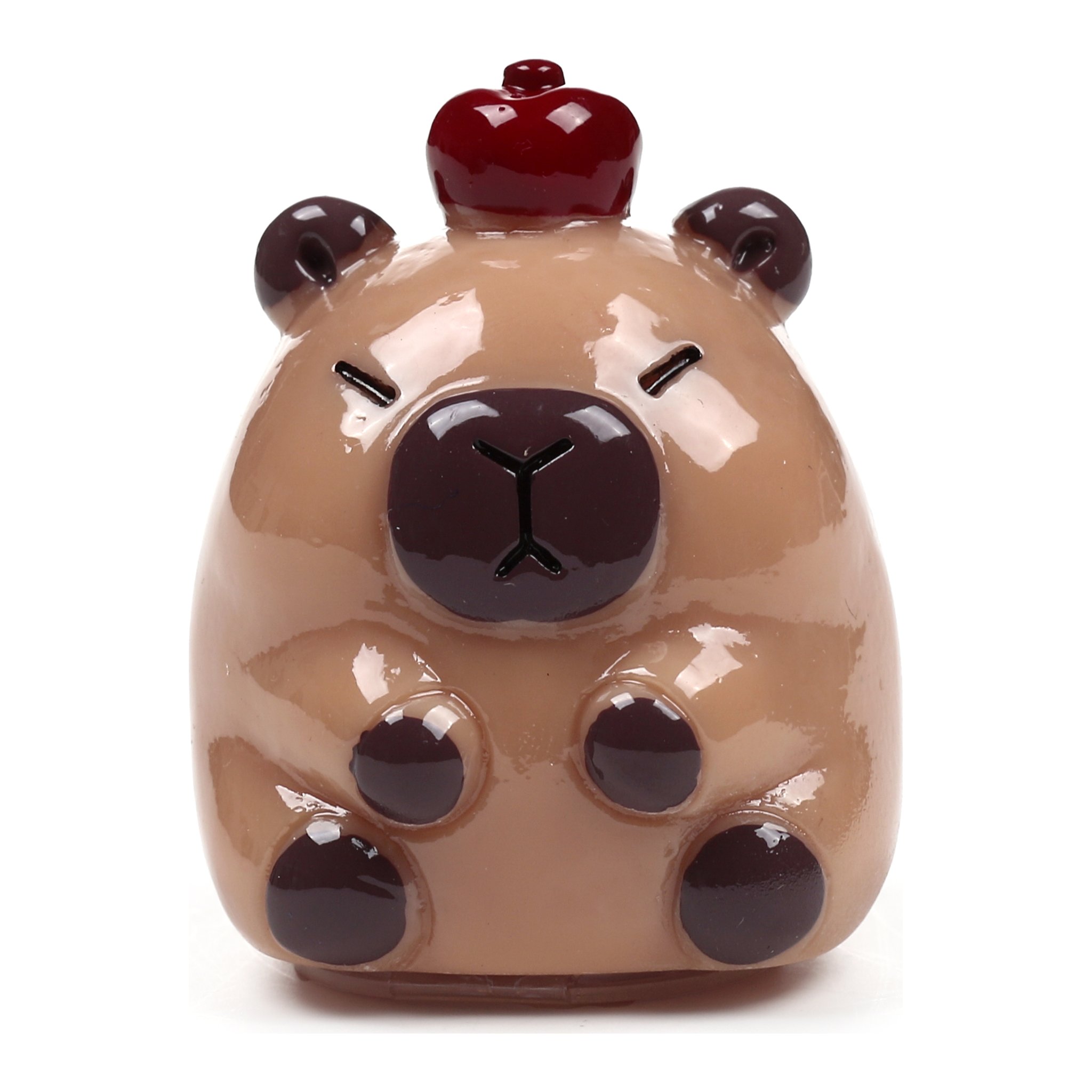 Capybara-Lippenbalsam mit dunkelroter Muetze