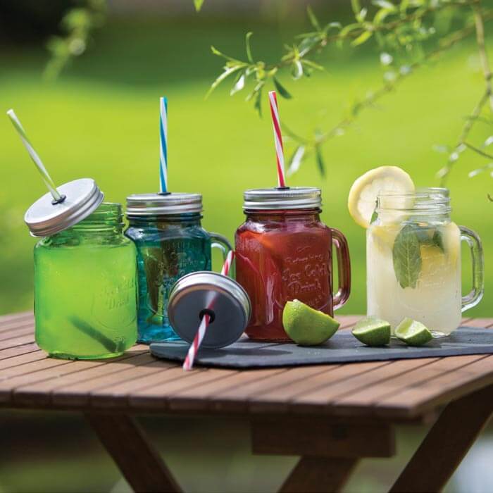 6 Bicchieri con Tappo e Foro per Cannuccia