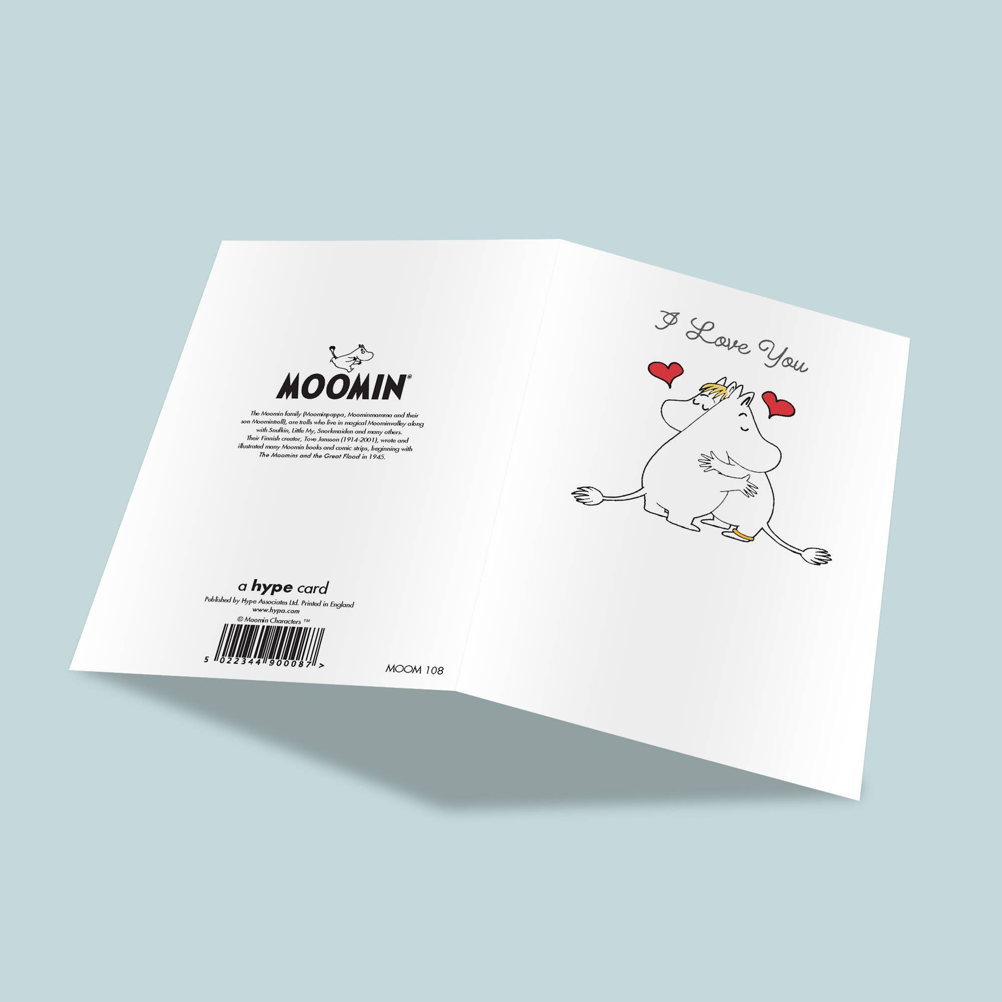 Valentinskarte Mumin I Love You – aufgeklappt