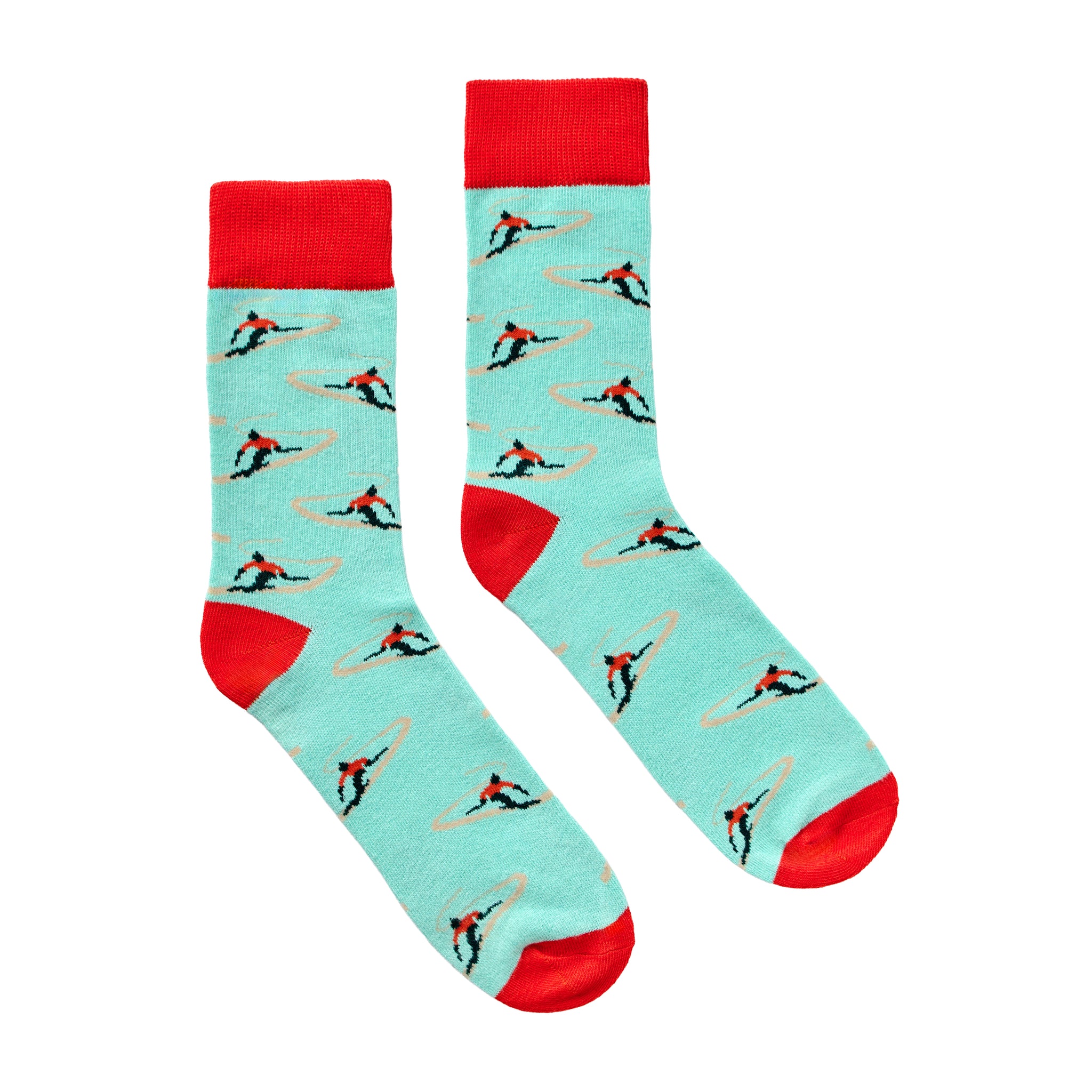 Ski-Socken mit Skifahrer-Muster, zwei Paar