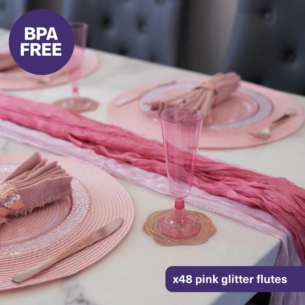 Rosa Glitzer-Sektgläser