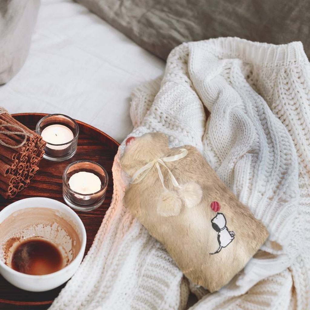 Wärmflasche Hund mit Plüschbezug