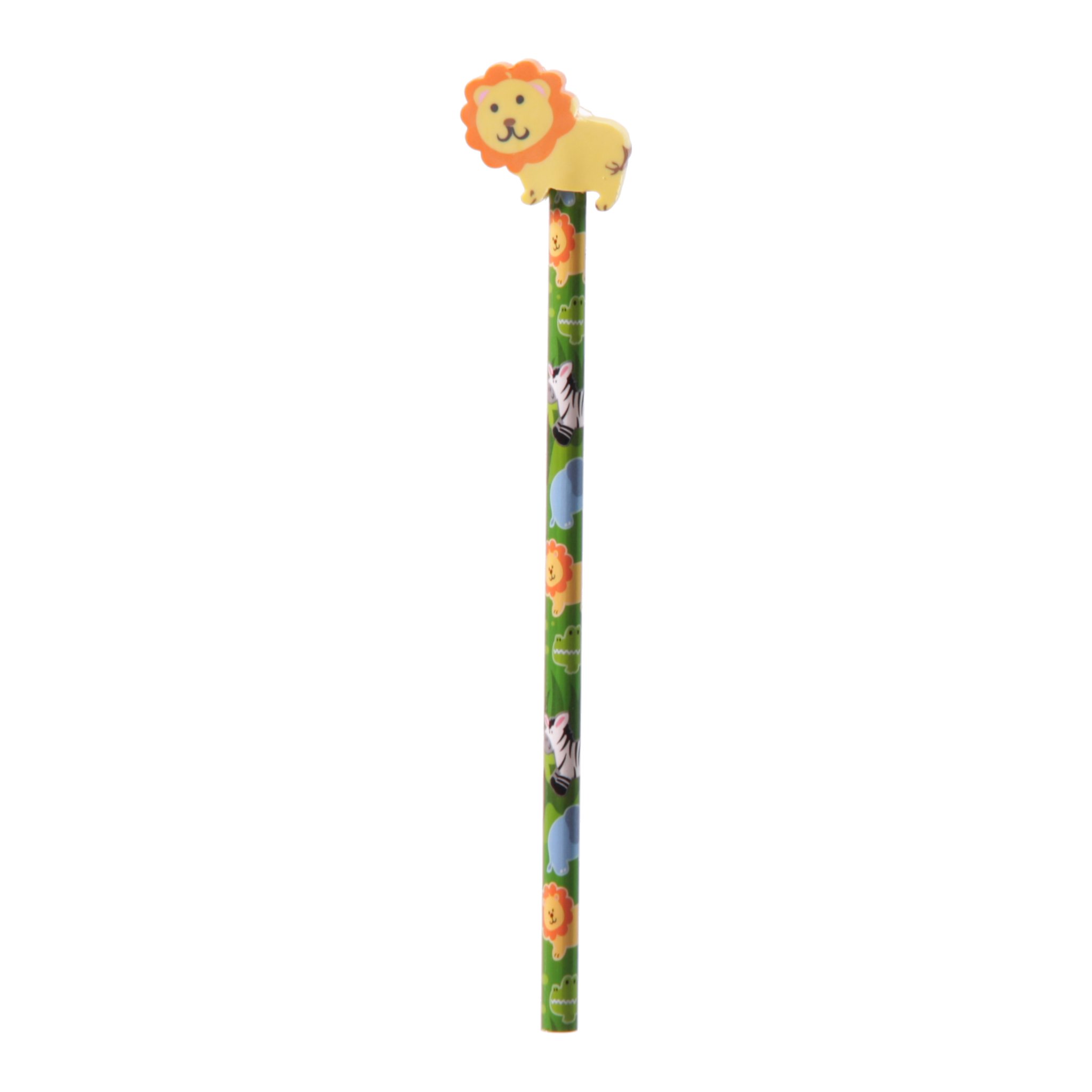 Crayon avec gomme lion et motif jungle