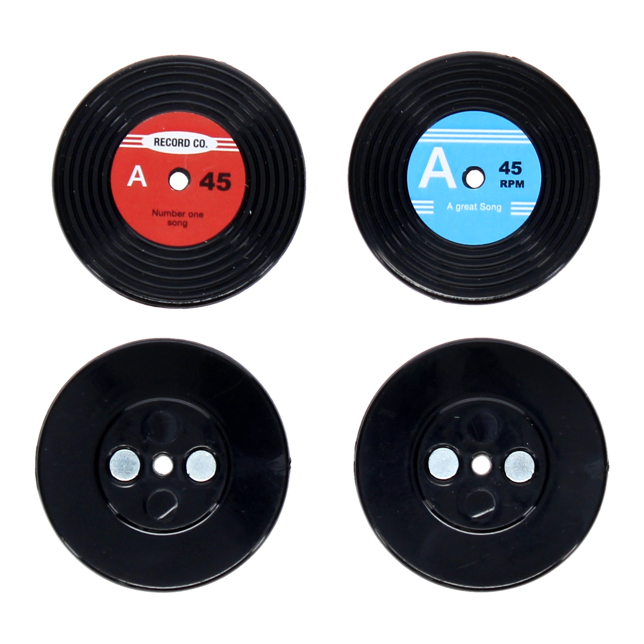 Vorder- und Rückseite der Schallplatten-Magnete mit den Magnetpunkten
