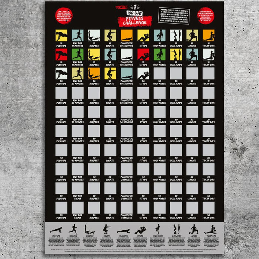 Rubbel Scratch Poster - 100 Day Fitness Challenge