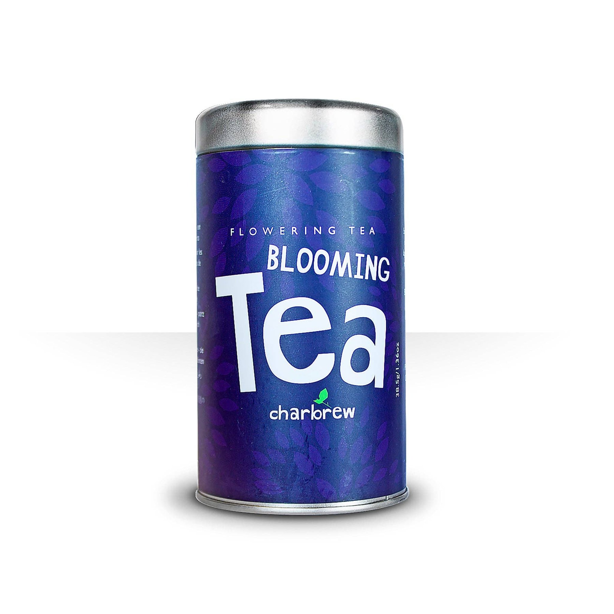 Blühender Tee Dose von Charbrew mit fünf Teeblumen