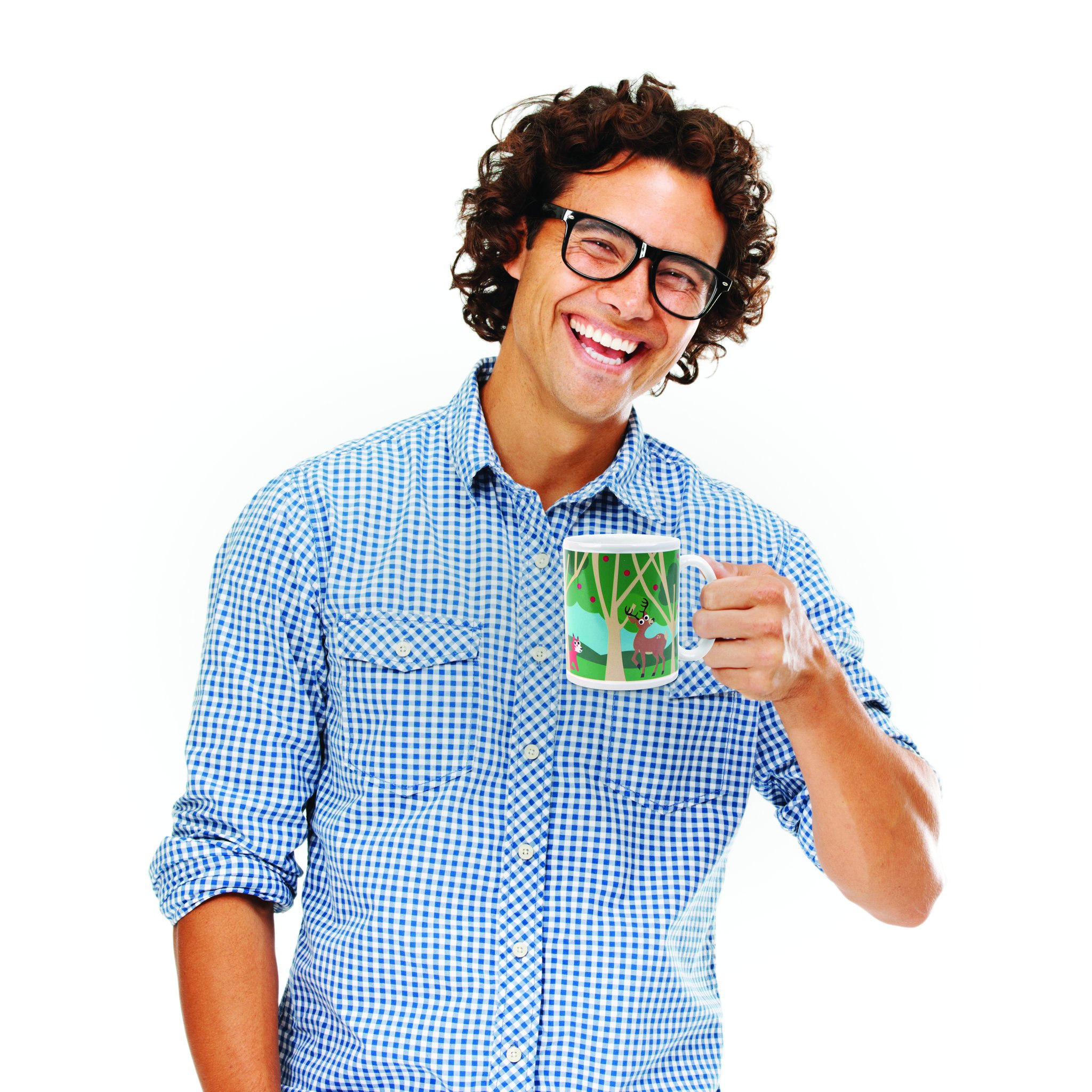 Woodlands Heat Change Mug – man holding mug, lifestyle
