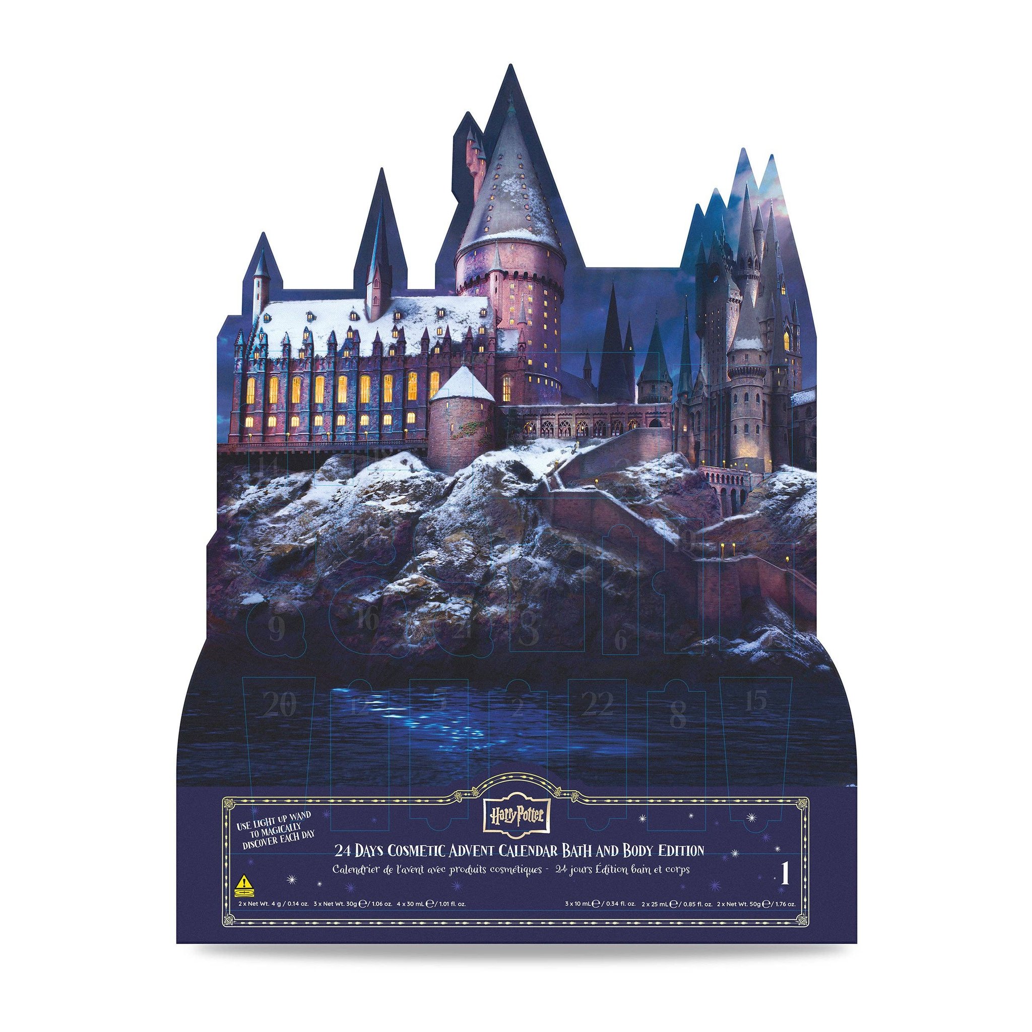 Calendario dell'Avvento Beauty Harry Potter Hogwarts – scatola del calendario a forma di Hogwarts, fronte