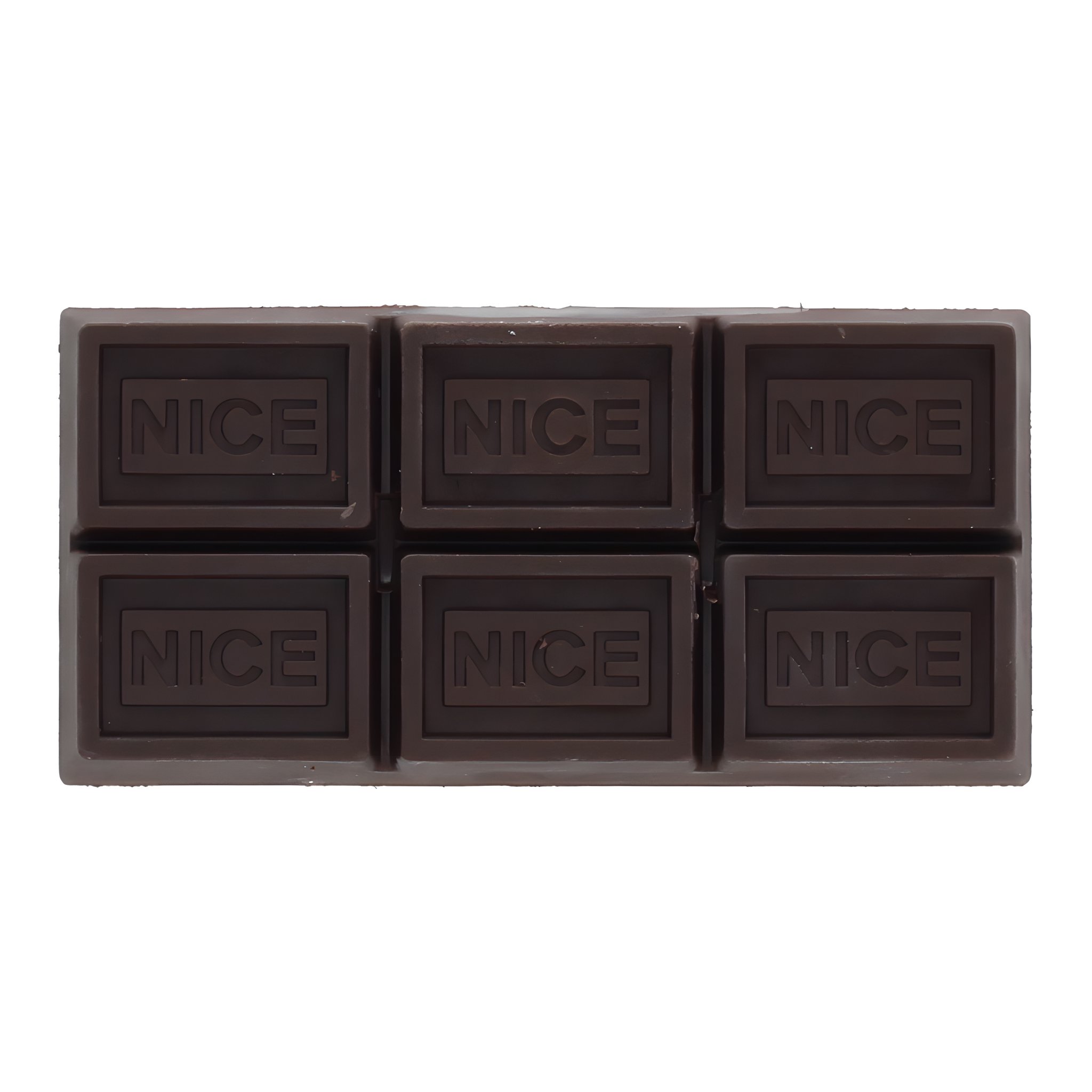 Brauner Radiergummi in Form einer Schokoladentafel mit Riegel-Prägung