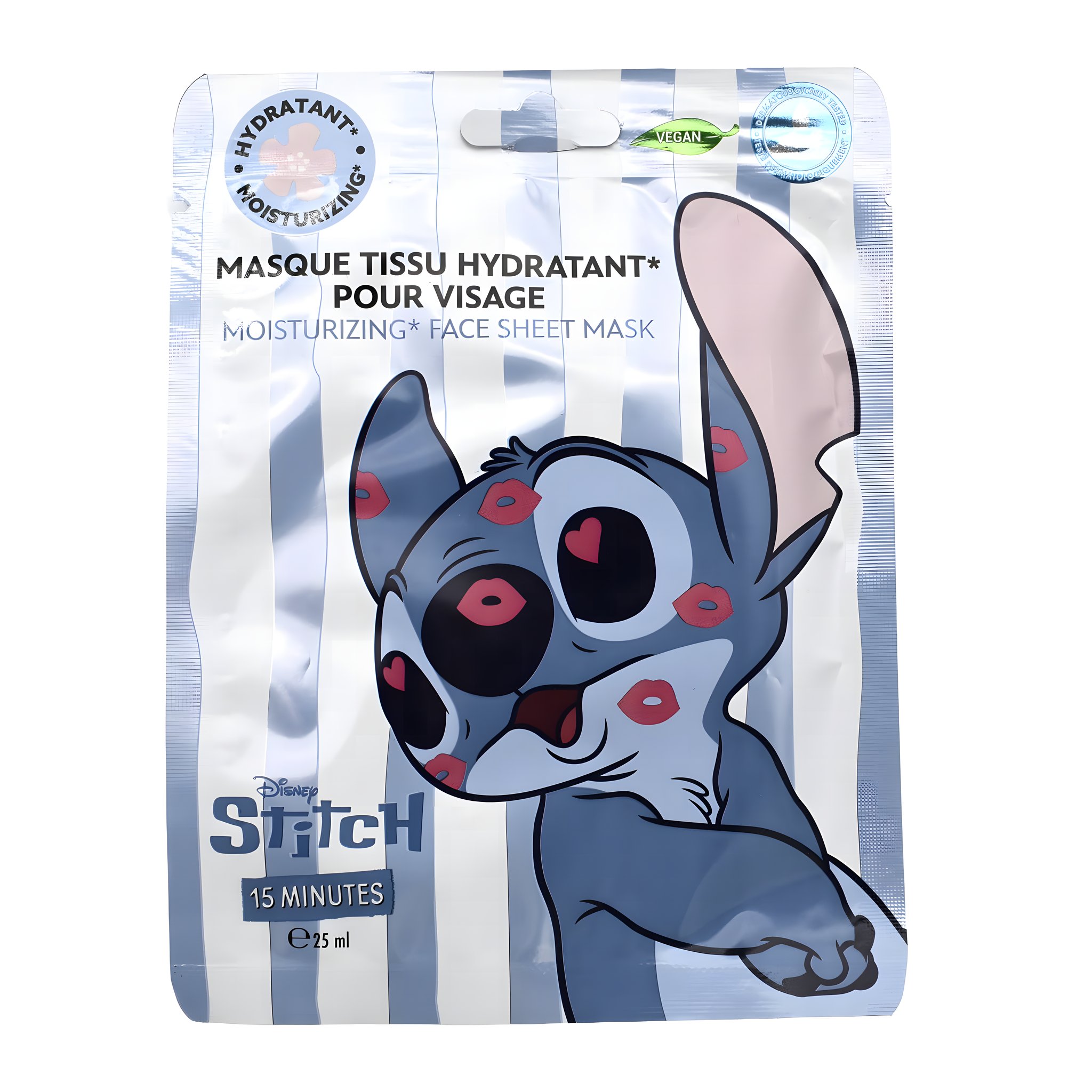 Stitch Feuchtigkeitsspendende Tuchmaske 25 ml im blau gestreiften Beutel