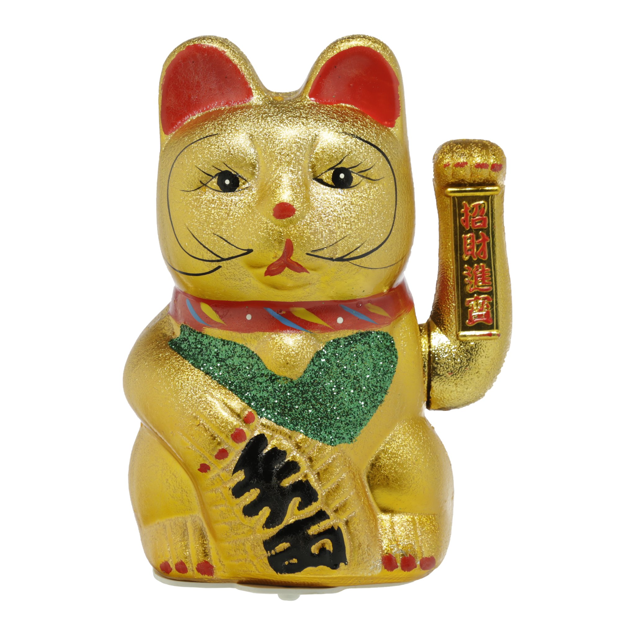 Goldene Maneki-Neko-Winkekatze von vorne