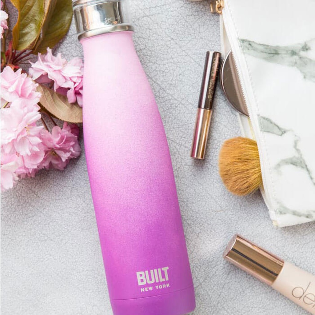 Built 500ml Double Walled Stainless Steel Water Bottle Pink and Purple Ombre