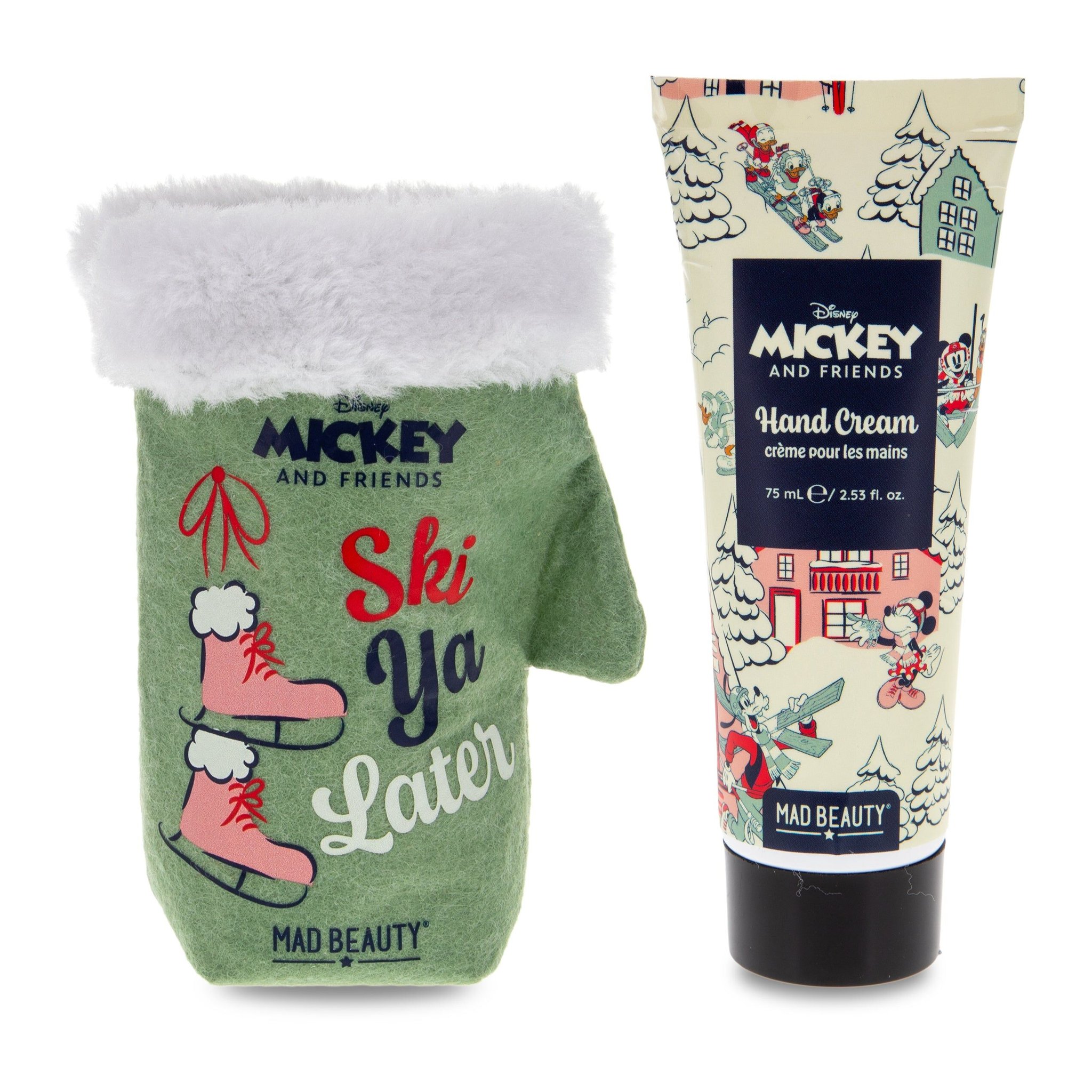 Mickey & Friends Handcreme im Filz-Fäustling – Fäustling «Ski Ya Later» und Tube
