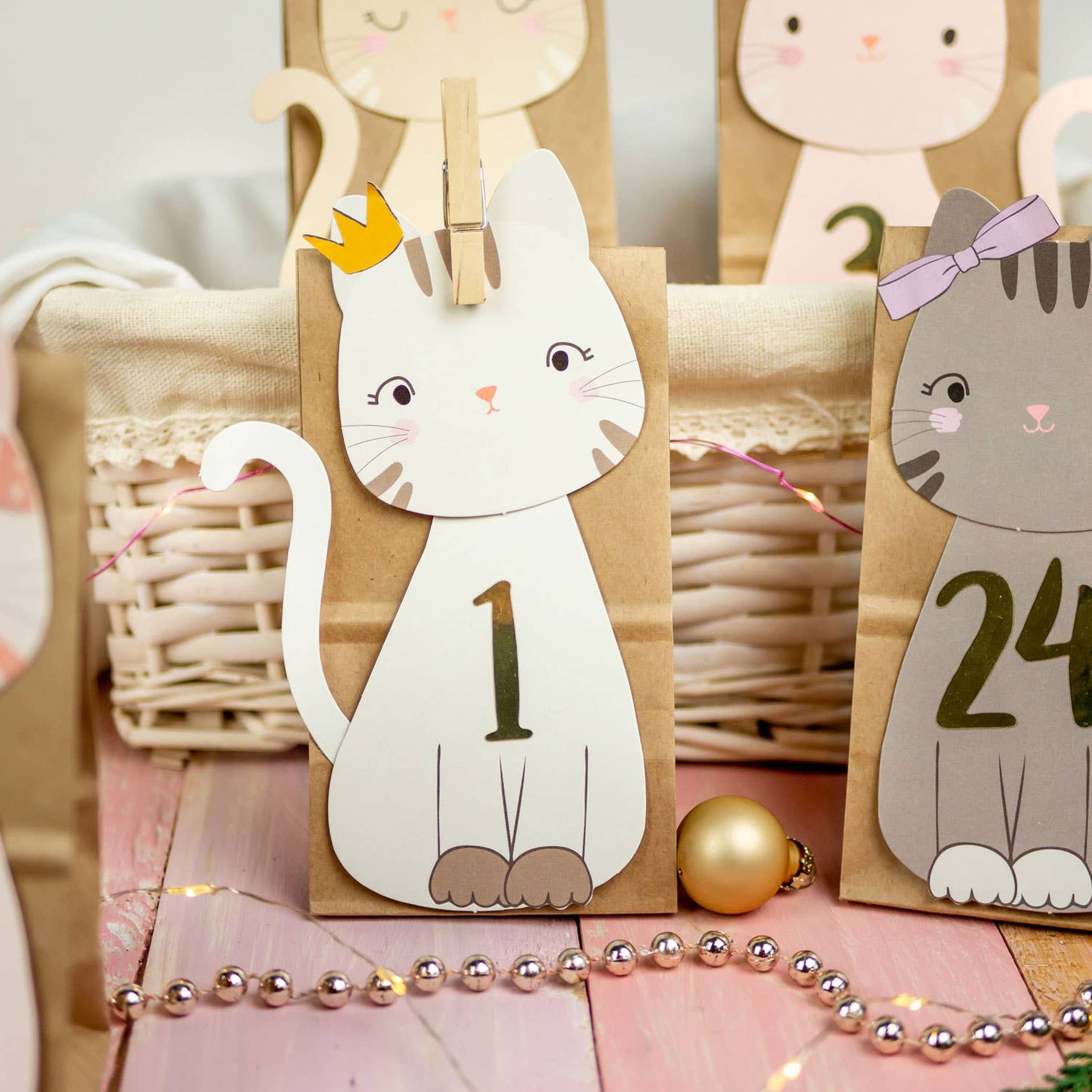 Katzen Adventskalender zum Basteln