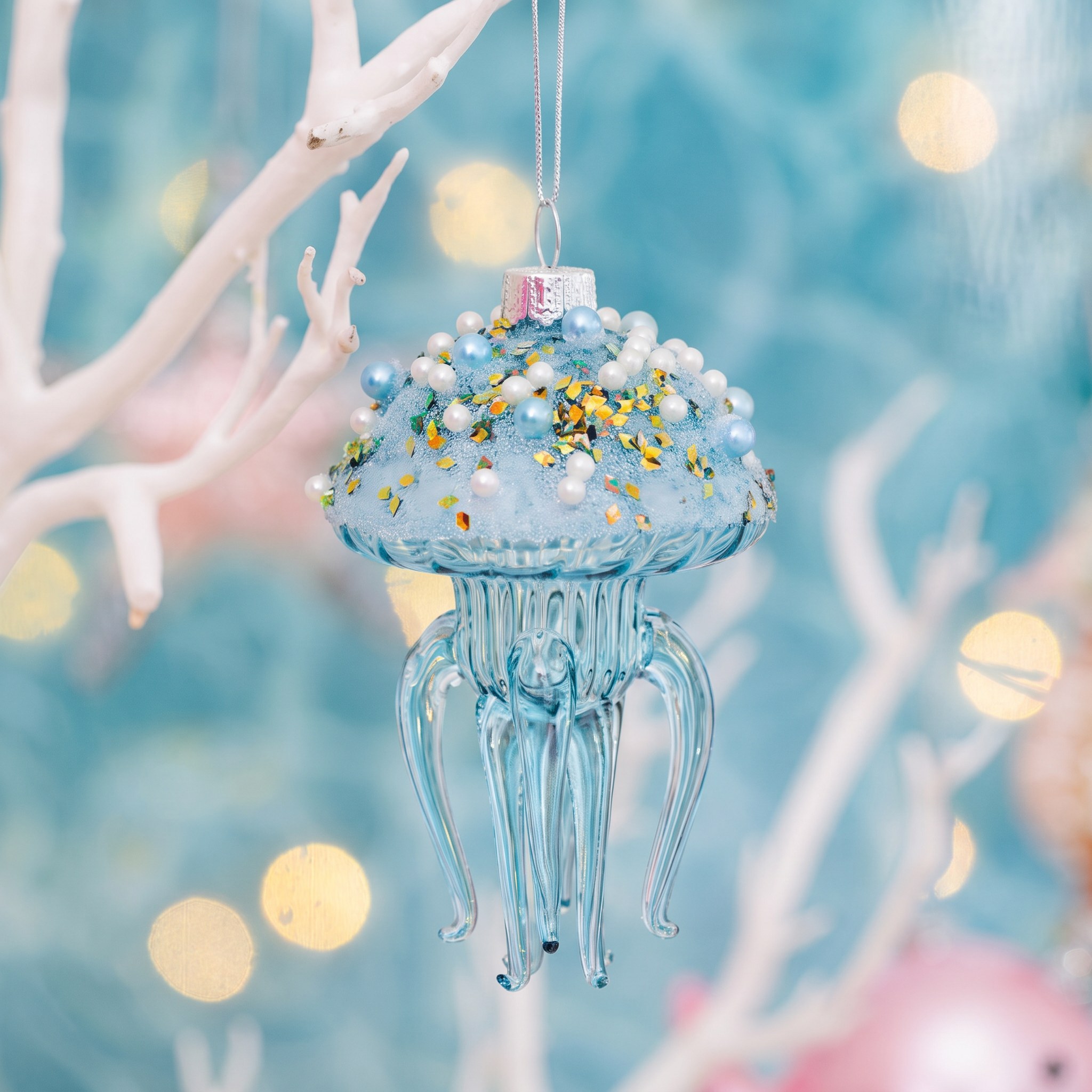 Weihnachtsbaumschmuck Qualle von Sass & Belle an weissen Korallenästen
