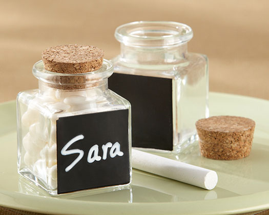 Glas mit Namensschild 12er Set