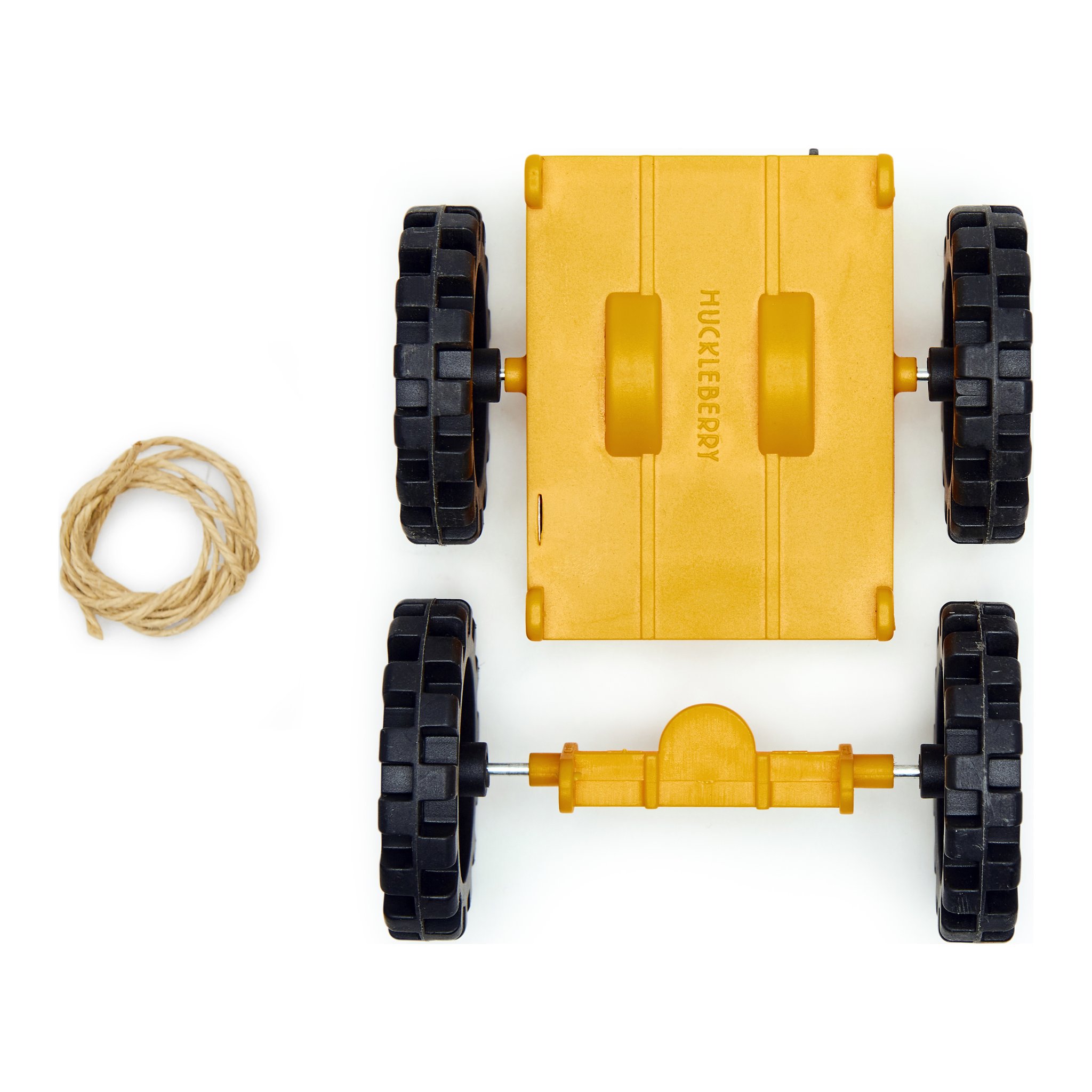 Kit voiture : châssis jaune avec moteur, roues et ficelle