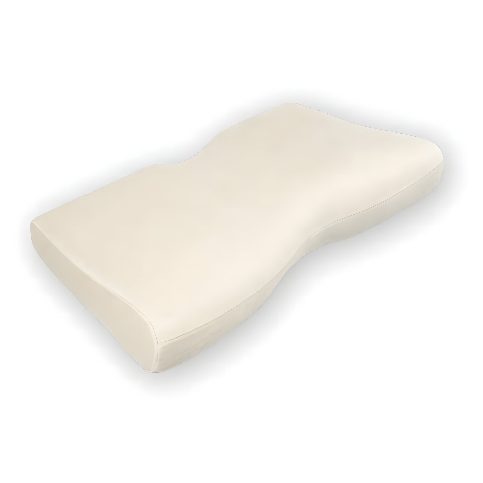 Ergonomisches Nackenkissen Duo Premium mit écrufarbenem Baumwoll-Veloursbezug, freigestellt