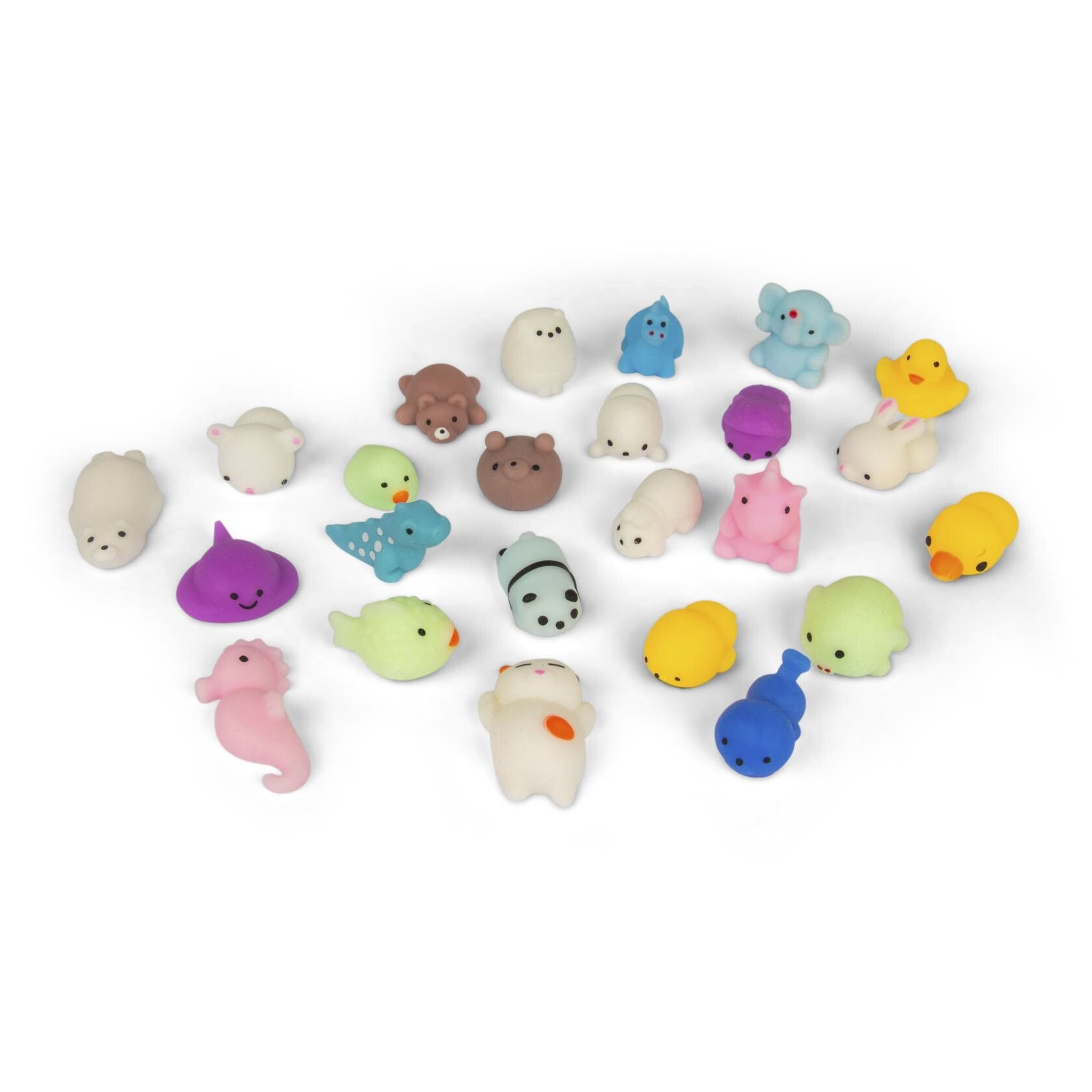Die 24 Squishy Buddies aus dem Adventskalender: Tiere und Figuren in Pastellfarben