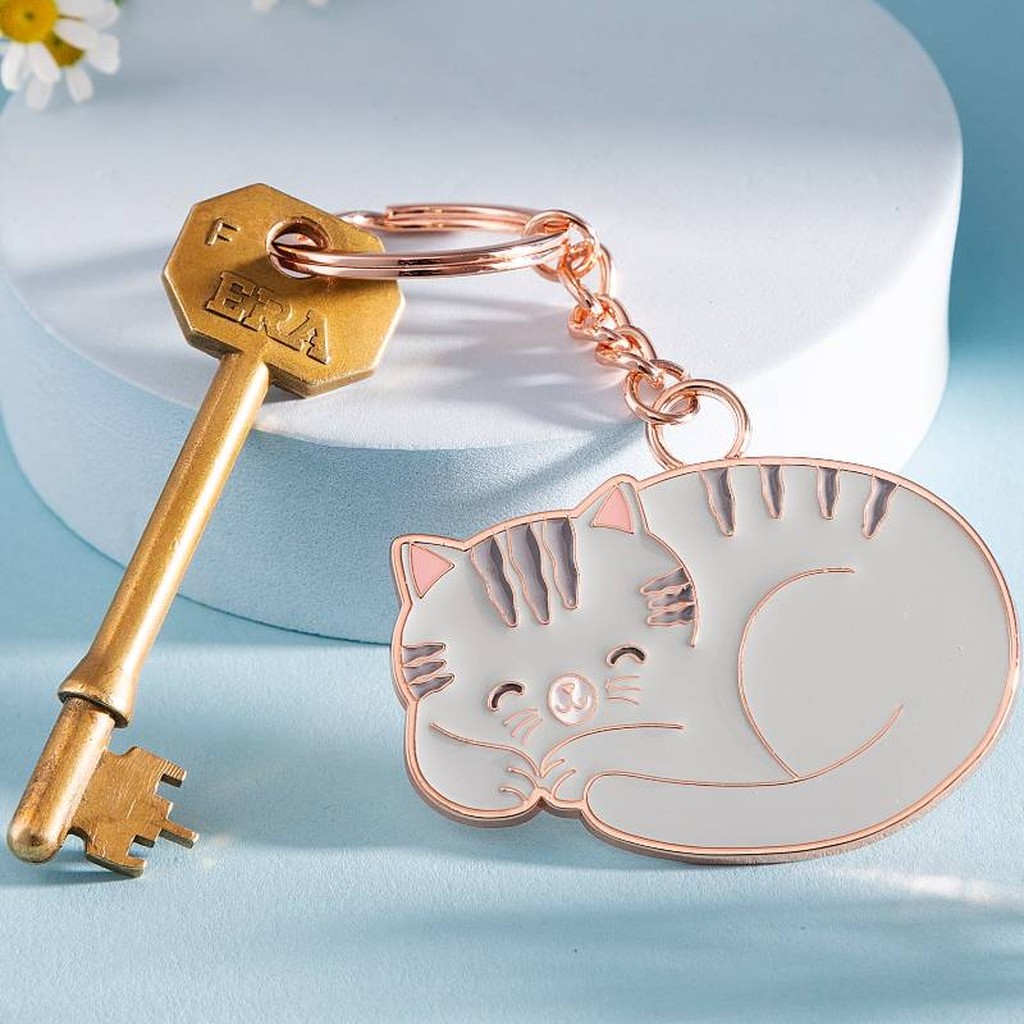 Graue Katze Schlüsselanhänger von Sass and Belle