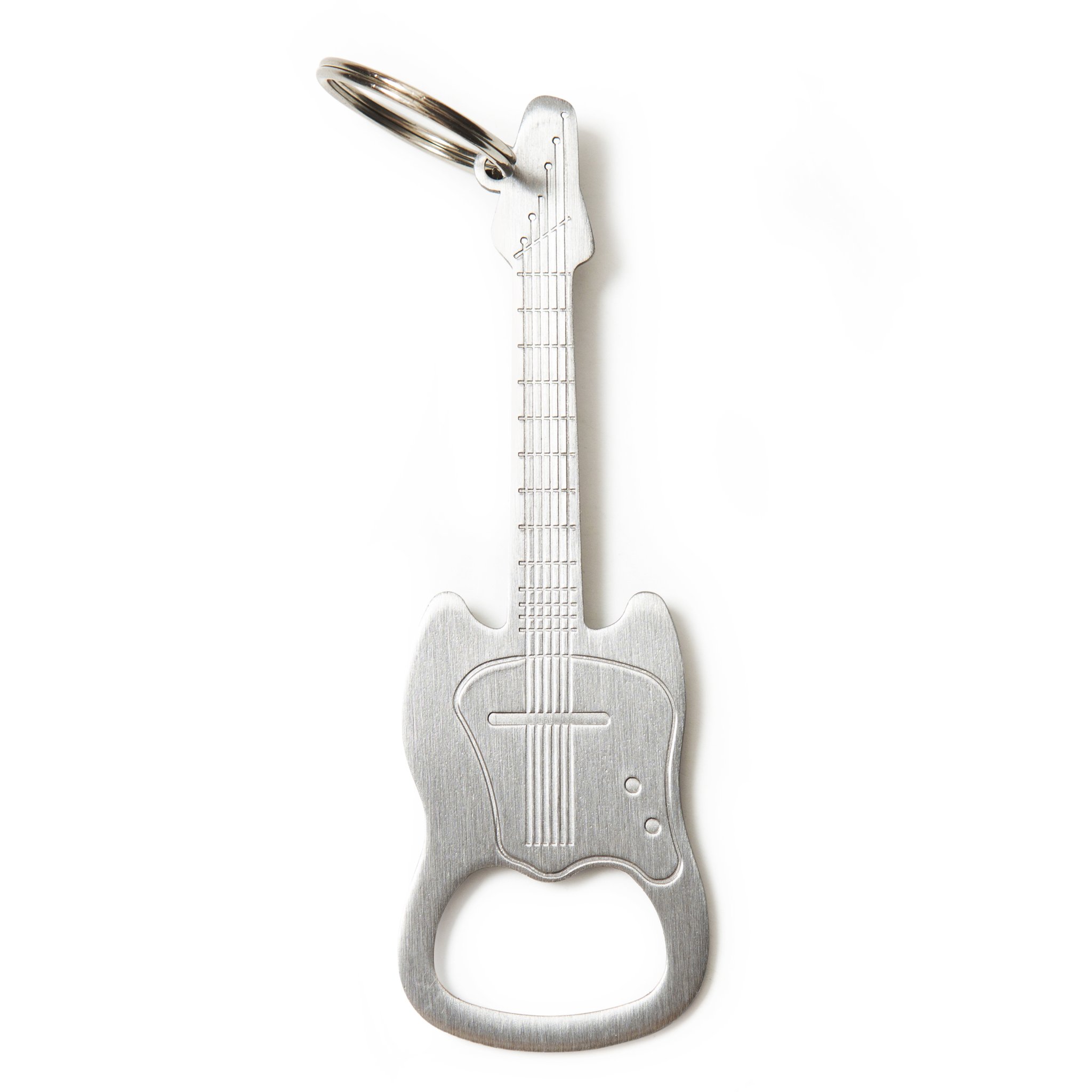 E-Gitarren-Flaschenöffner Schlüsselanhänger von Kikkerland aus Edelstahl