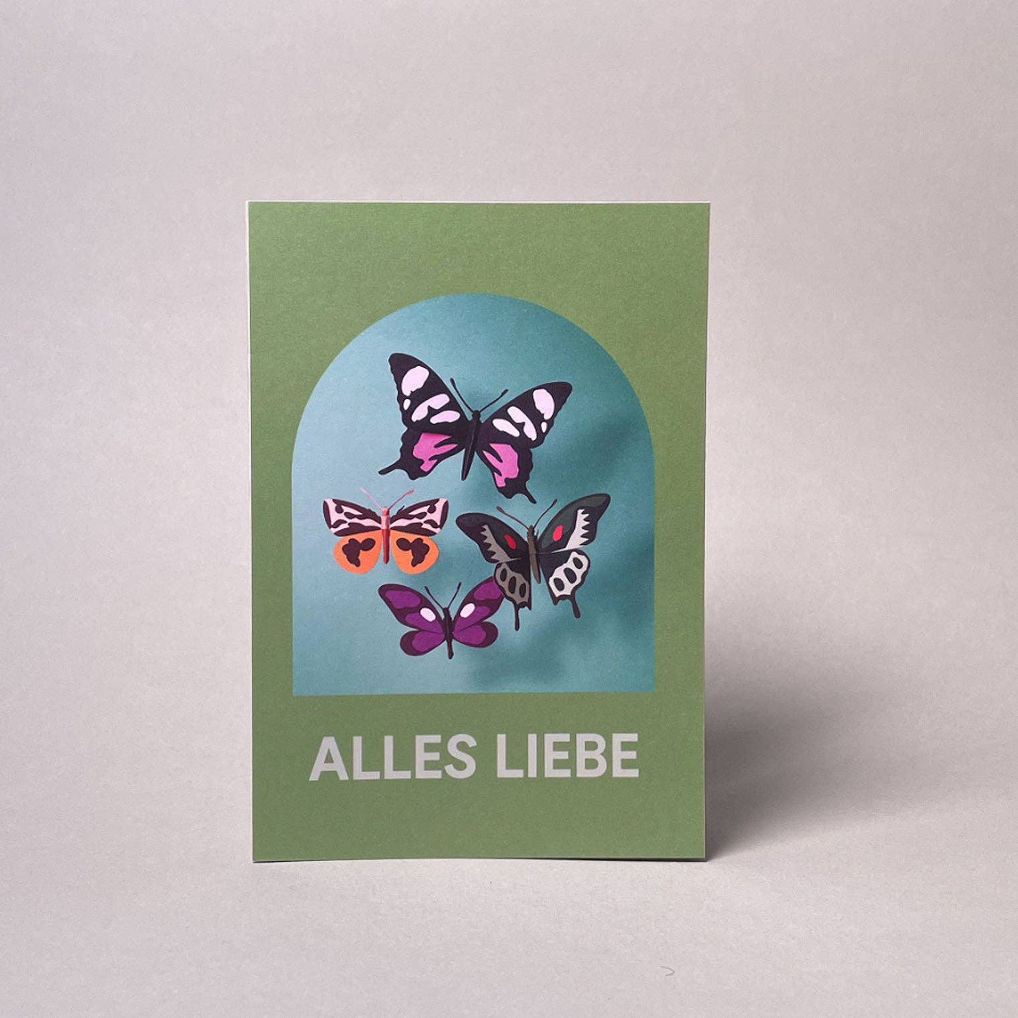 Vorderseite der Grusskarte «Alles Liebe» zum Selberfalten