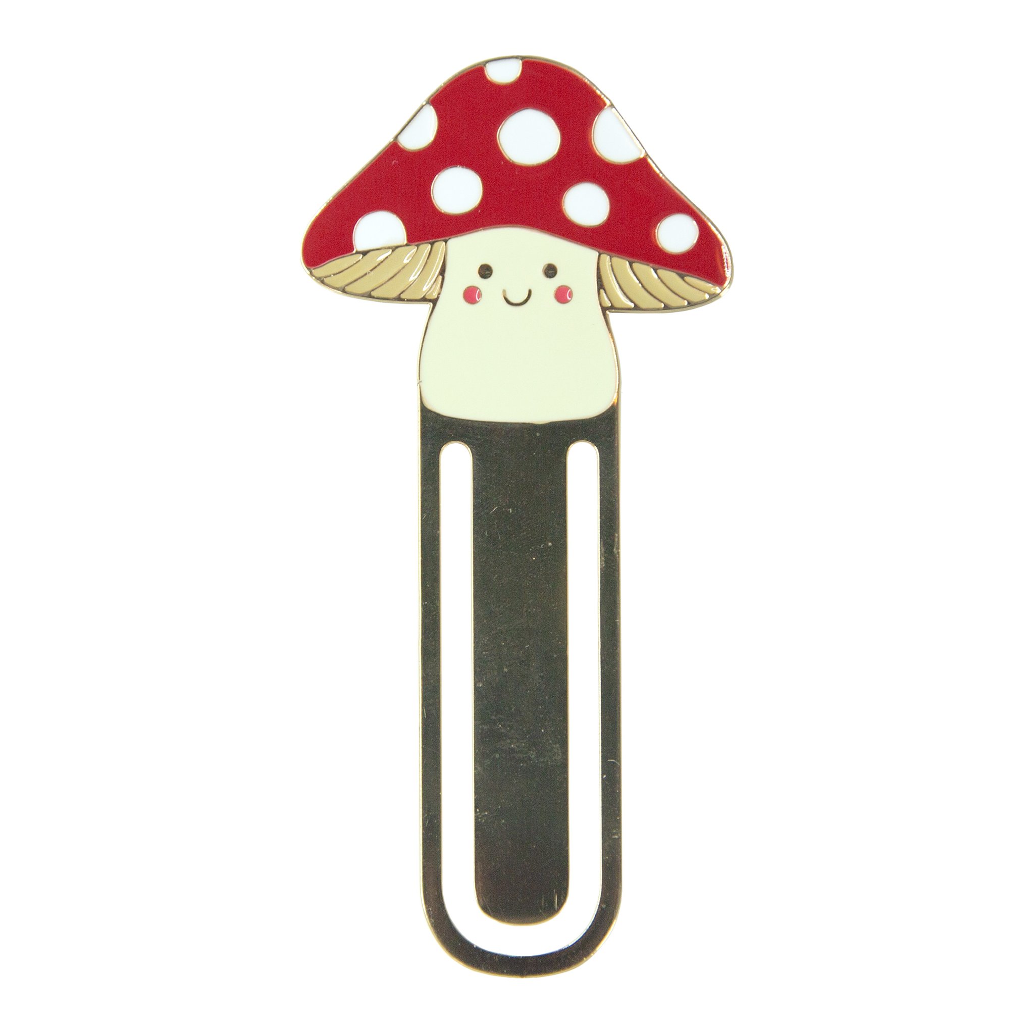 Lesezeichen Pilz von Sass & Belle, roter Emaille-Fliegenpilz auf goldenem Clip, freigestellt
