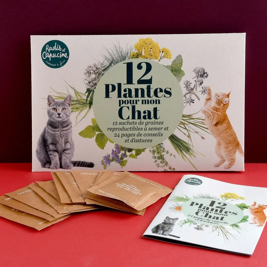 12 Pflanzen für meine Katze – Set mit 12 Samenbeuteln und Anleitung