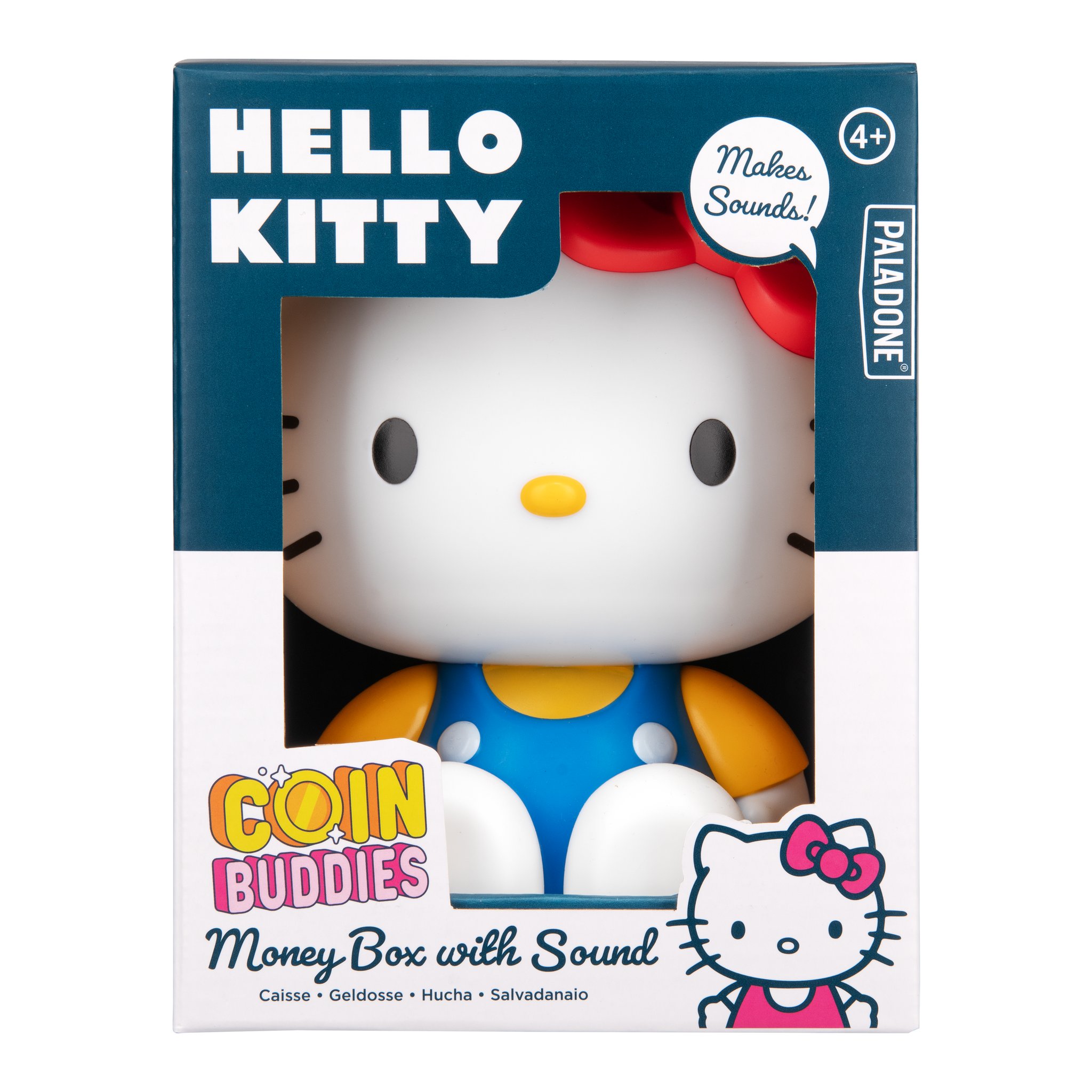 Verpackung der Hello-Kitty-Spardose mit Sichtfenster