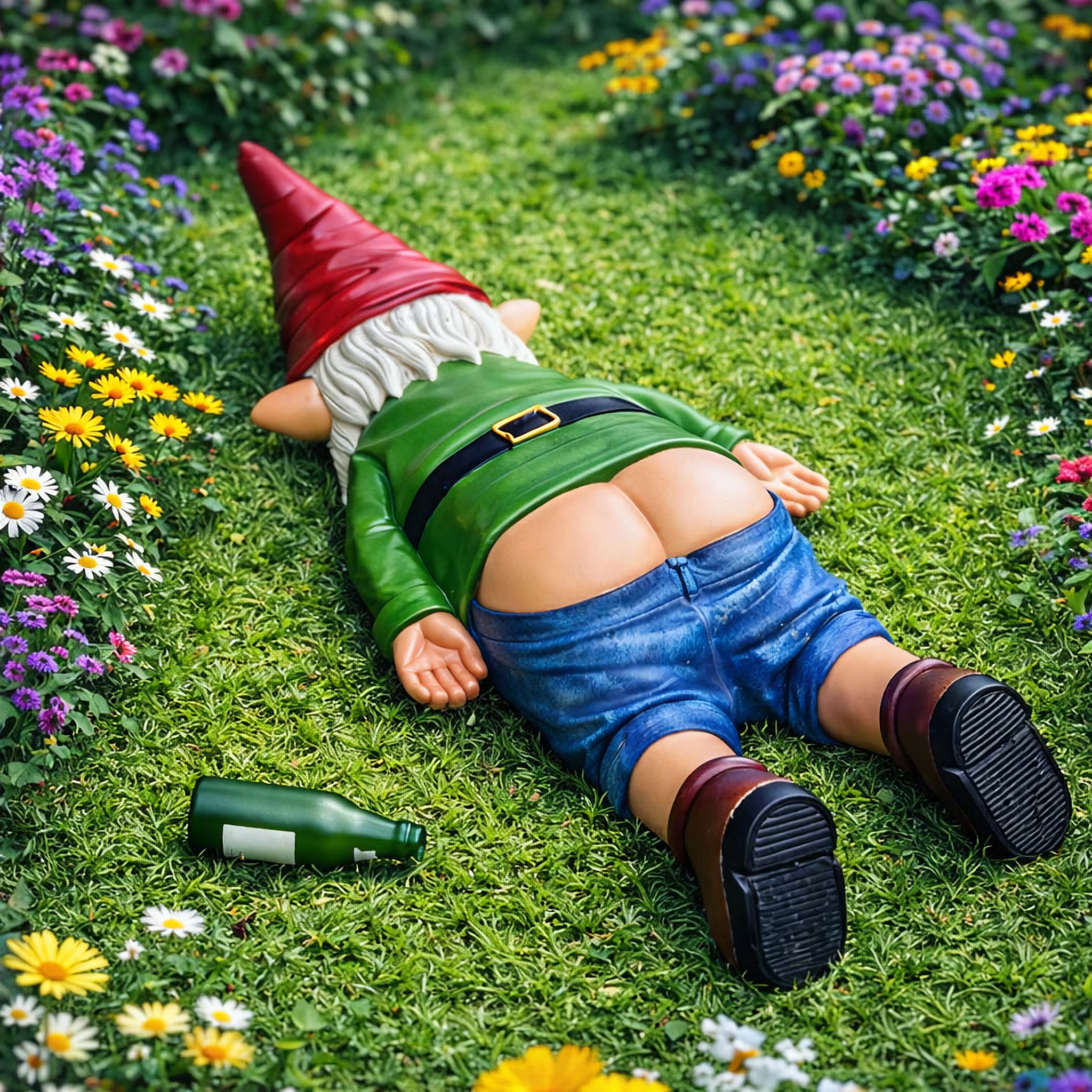 Betrunkener Gartenzwerg, k. o. am Boden