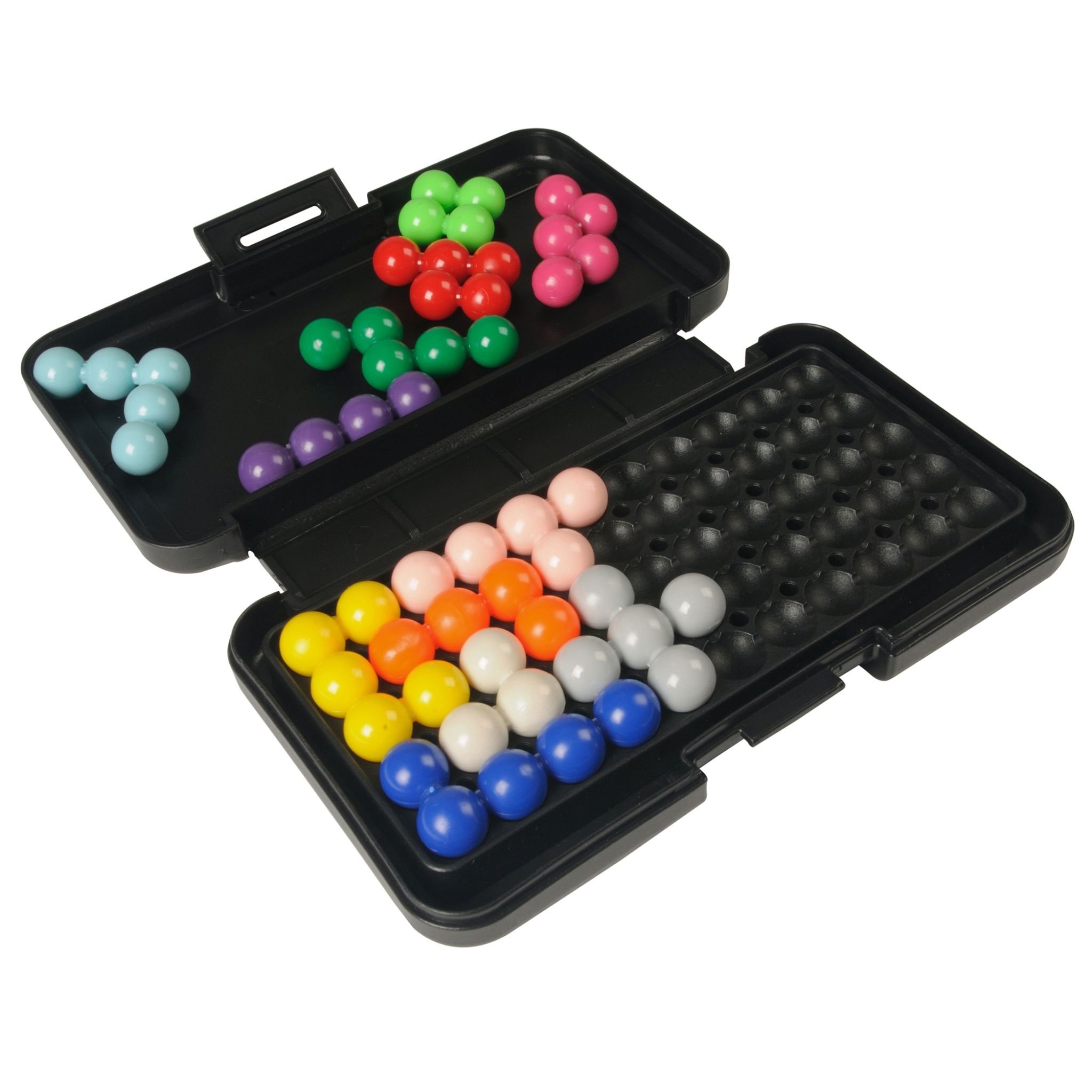 Kanoodle jeu de logique – étui ouvert avec pièces et pyramide