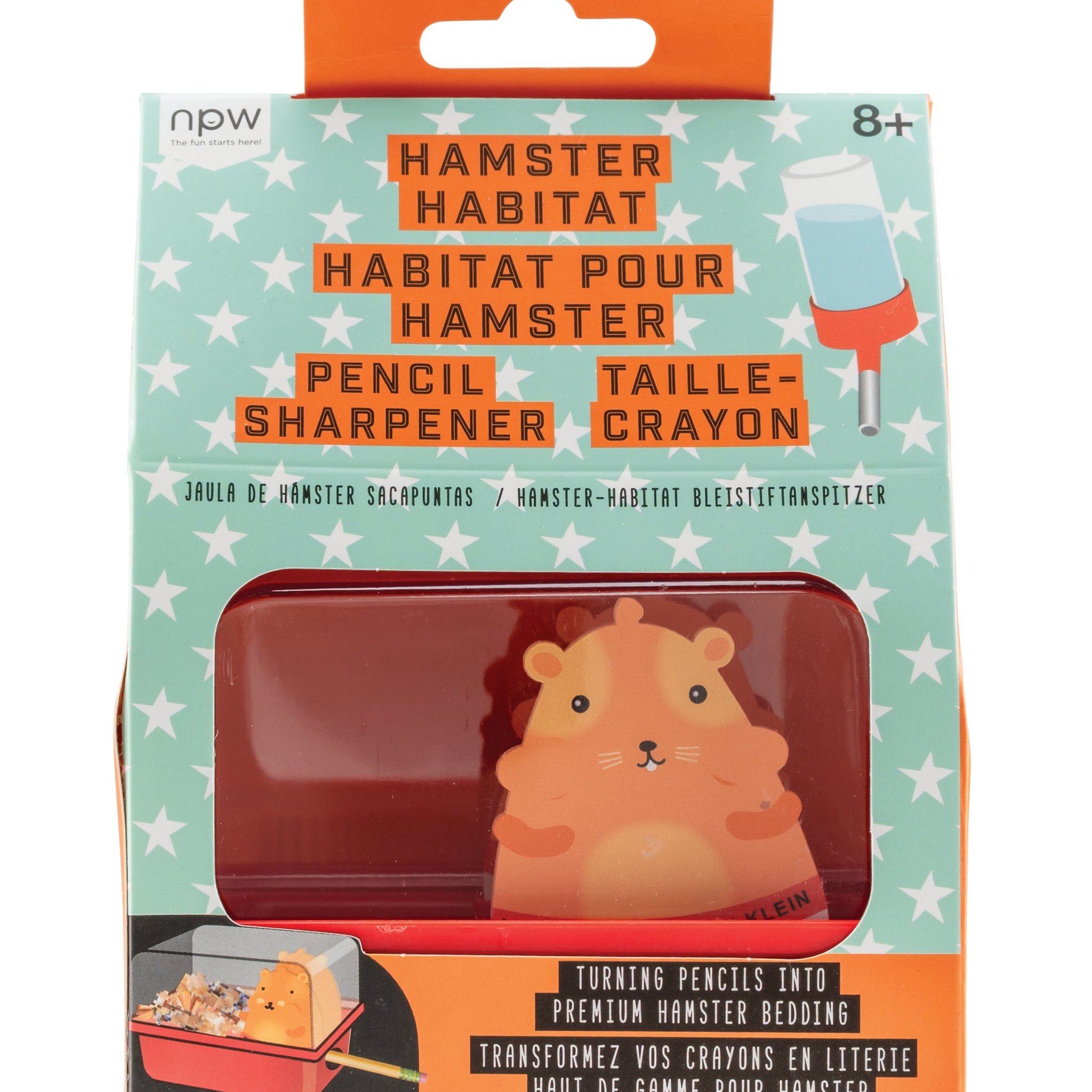 Hamster Anspitzer Verpackung mit transparentem Käfig für Bleistift-Späne